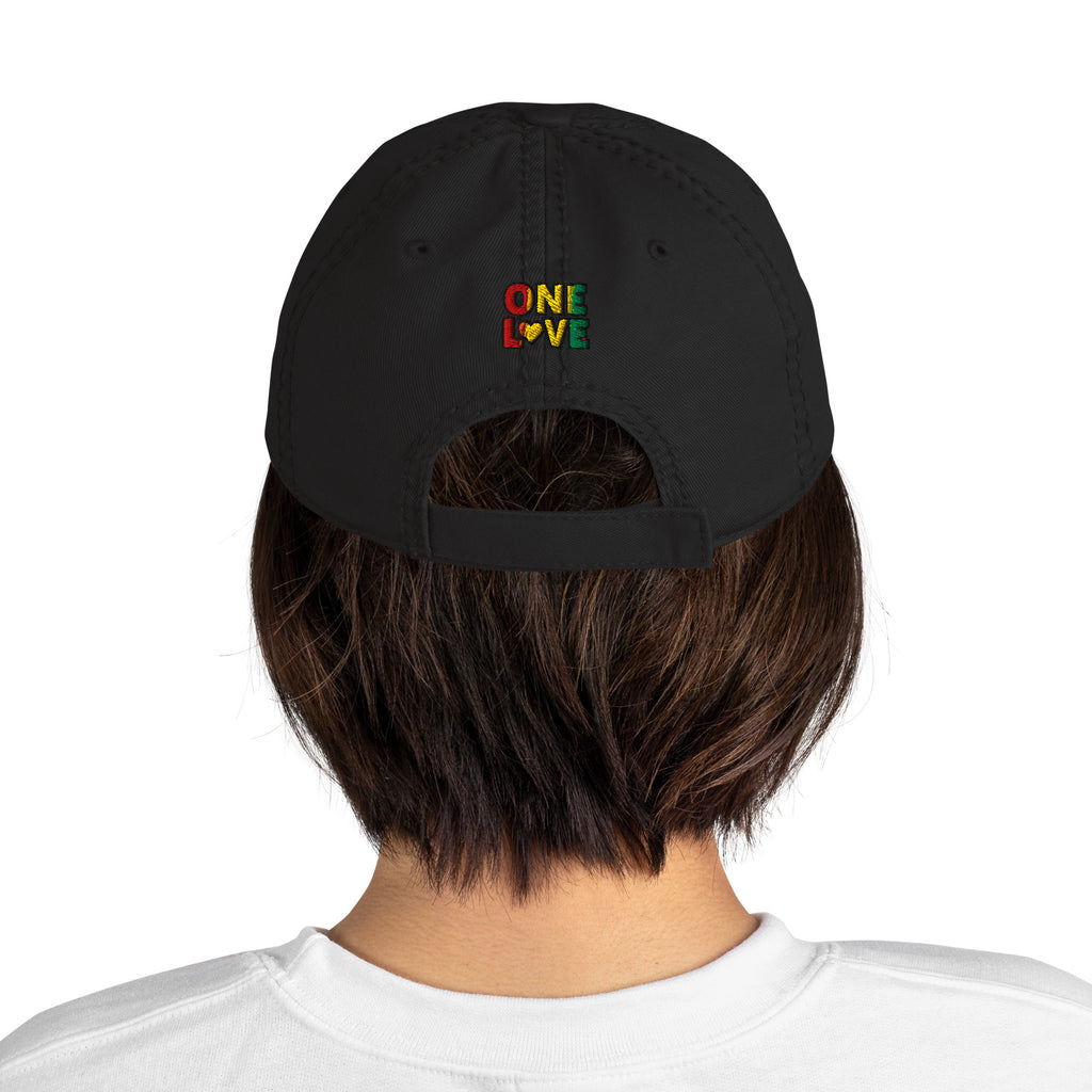 One Love front and back print Distressed Dad Hat - ThatBoutqiueStore