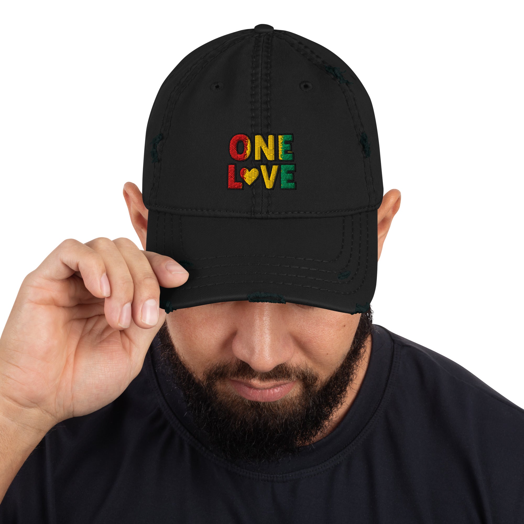 One Love front and back print Distressed Dad Hat - ThatBoutqiueStore