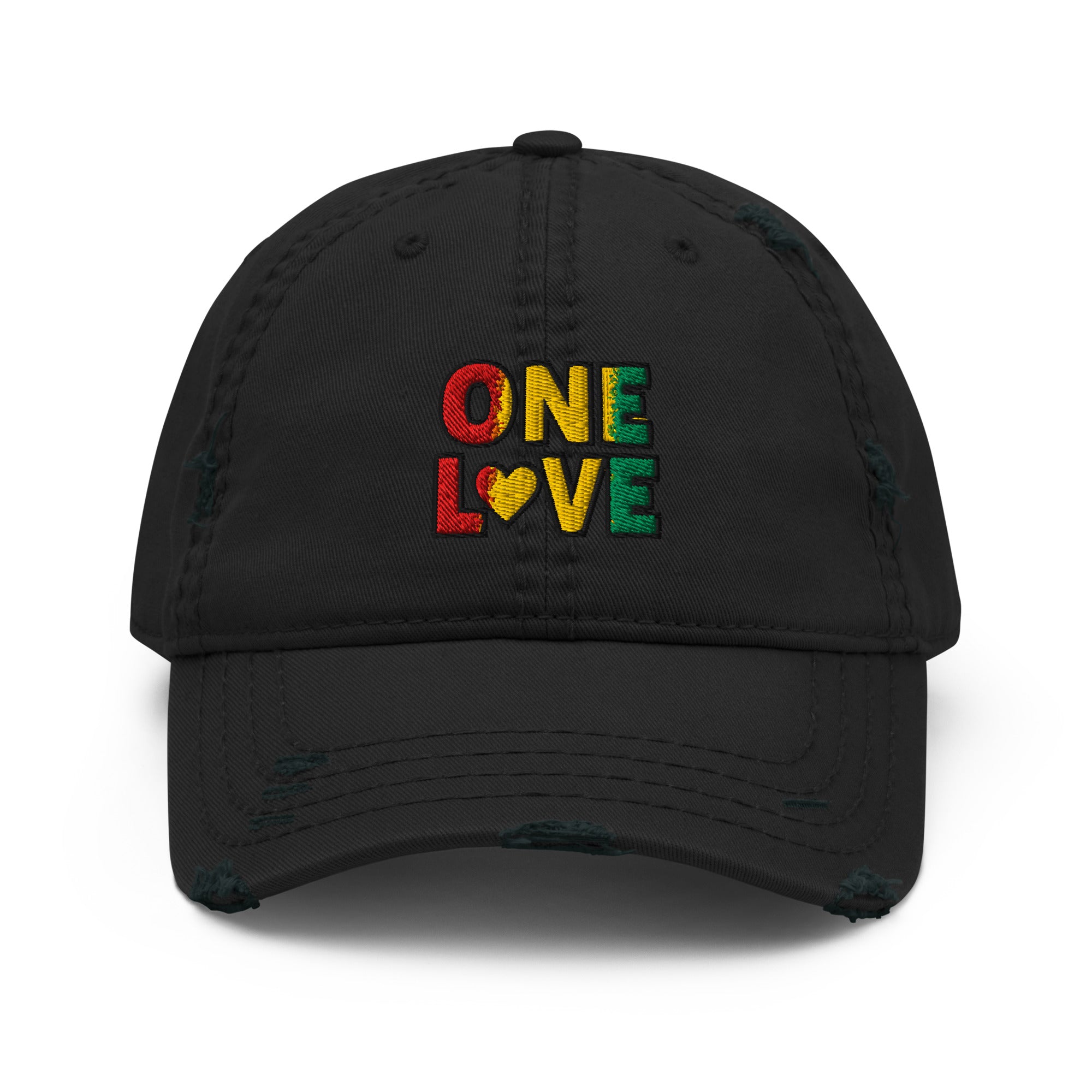 One Love front and back print Distressed Dad Hat - ThatBoutqiueStore