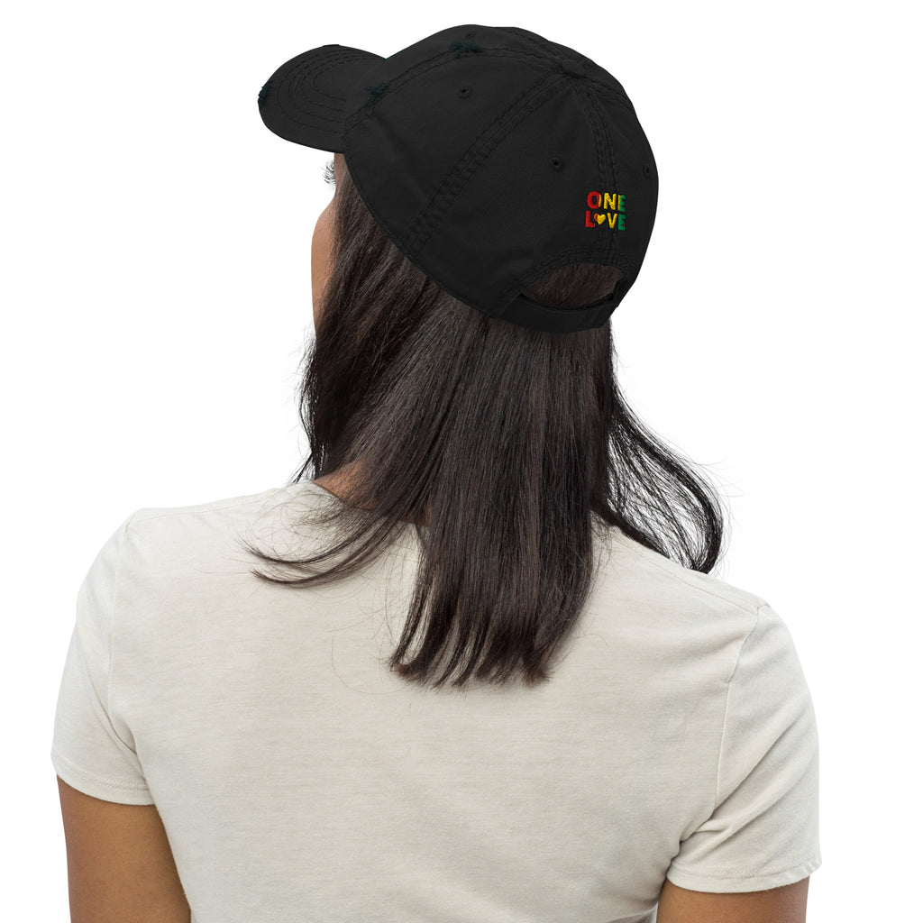 One Love front and back print Distressed Dad Hat - ThatBoutqiueStore