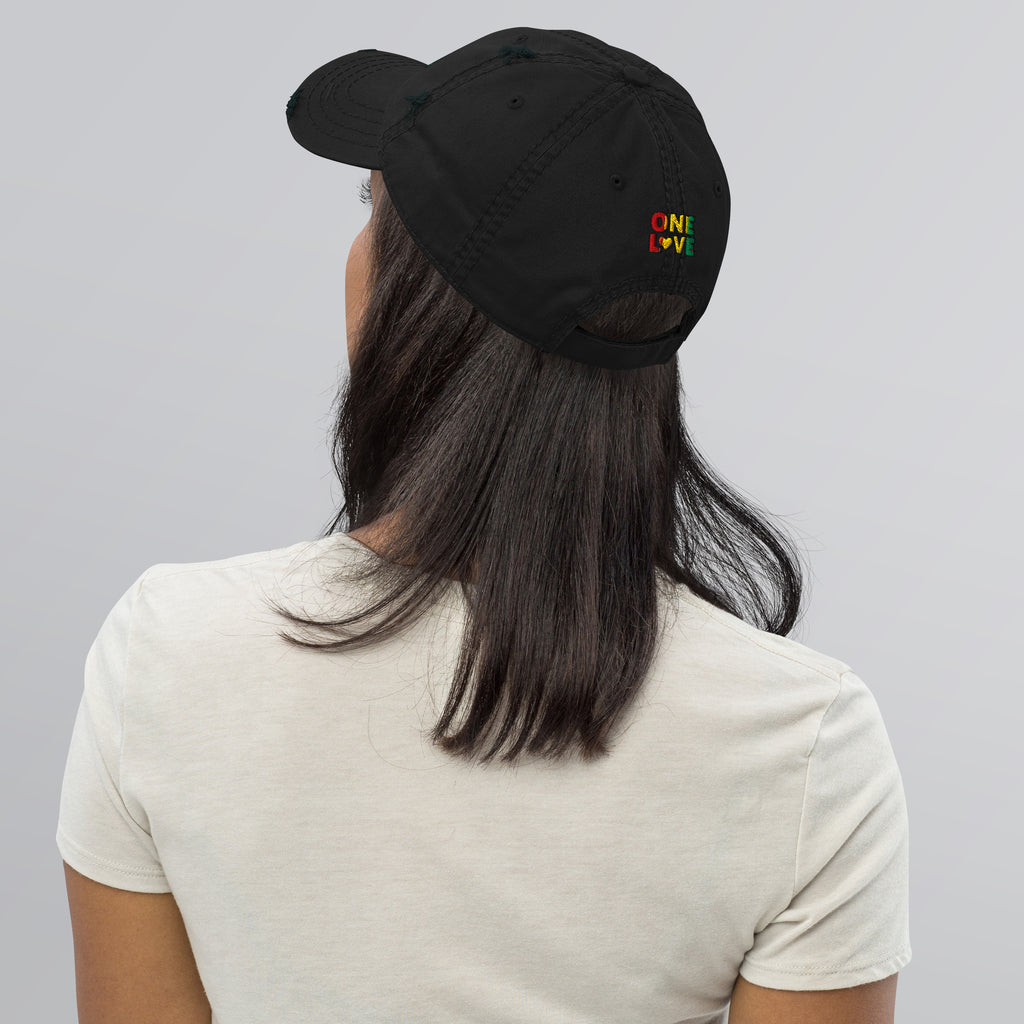 One Love front and back print Distressed Dad Hat - ThatBoutqiueStore