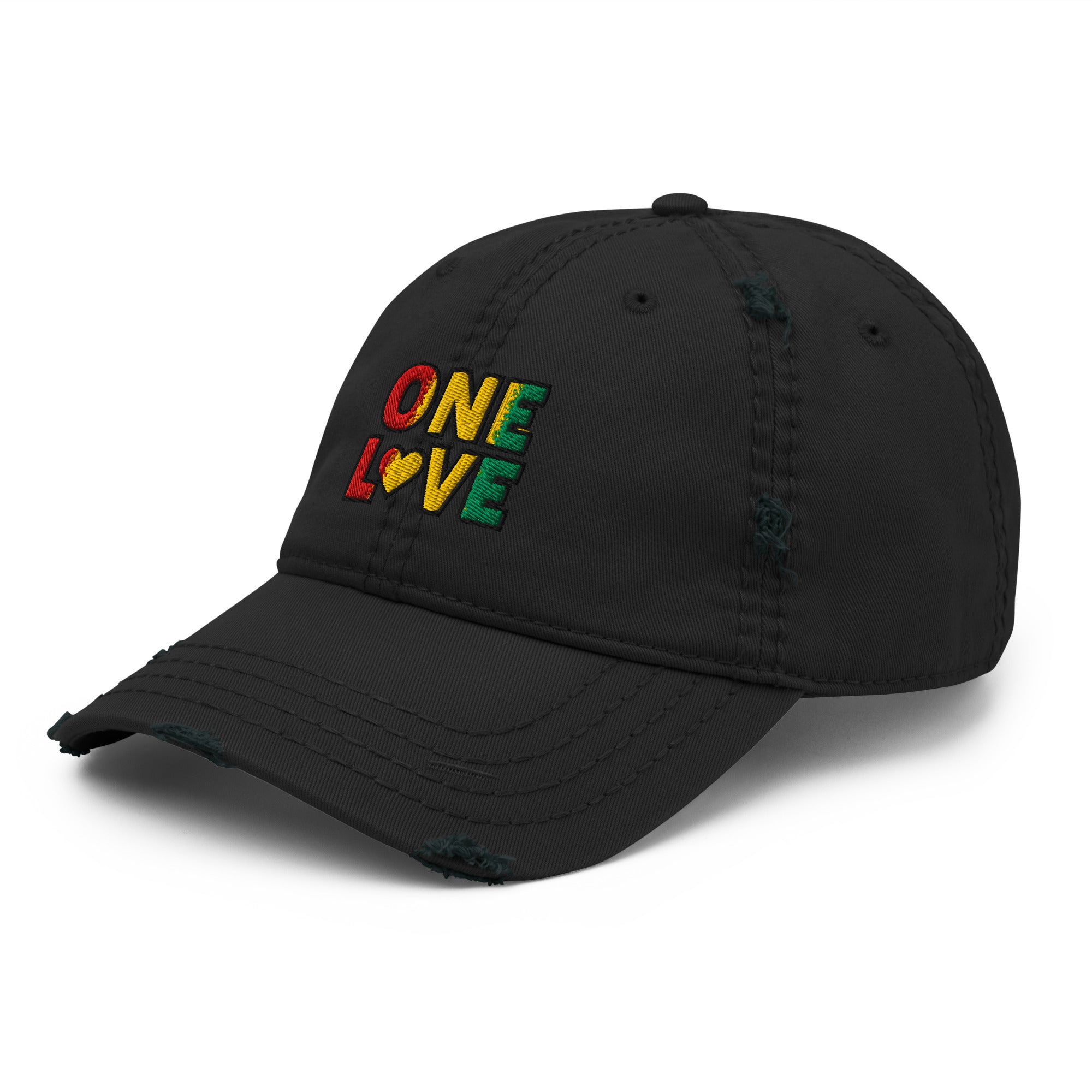 One Love front and back print Distressed Dad Hat - ThatBoutqiueStore