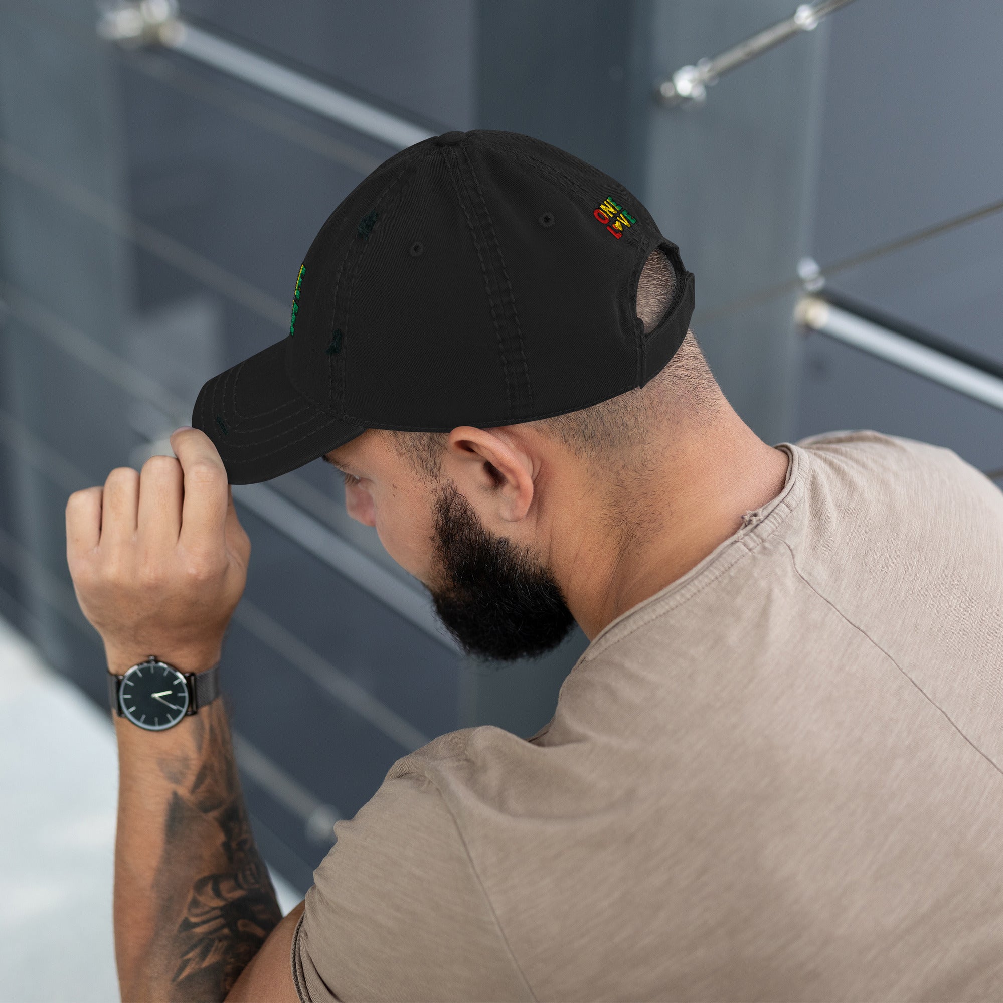 One Love front and back print Distressed Dad Hat - ThatBoutqiueStore