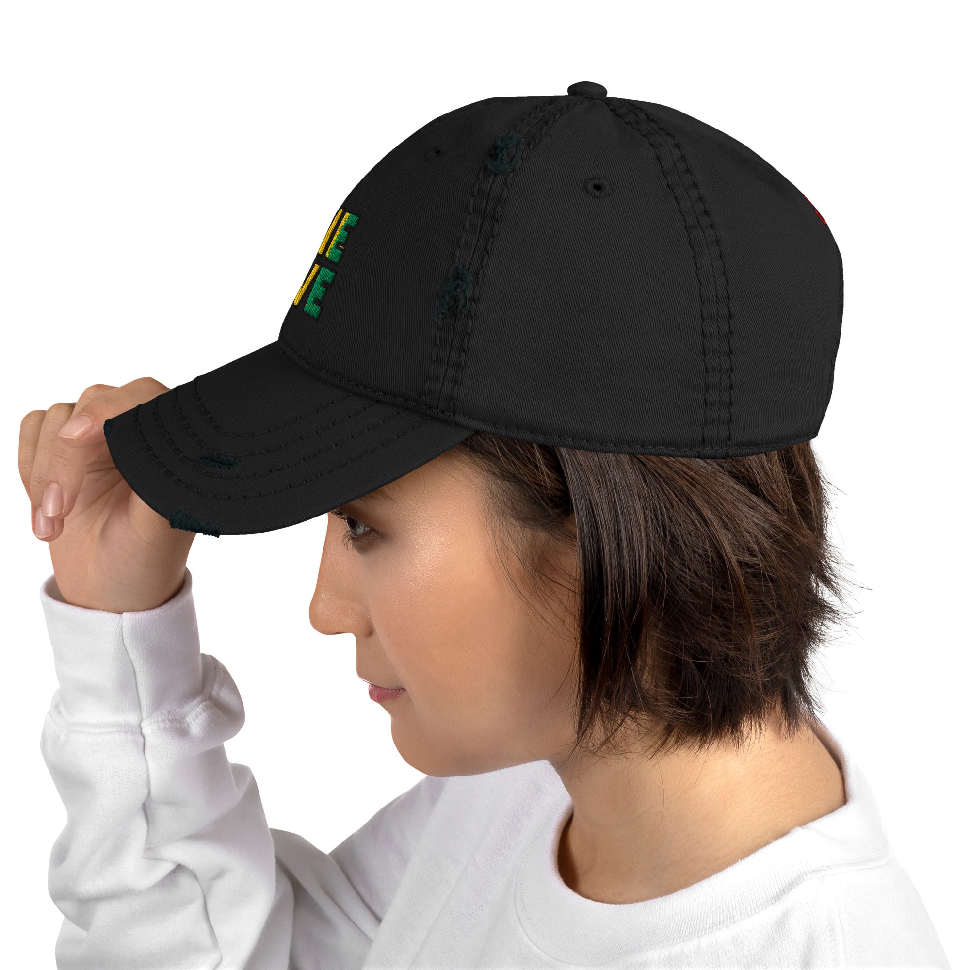 One Love front and back print Distressed Dad Hat - ThatBoutqiueStore