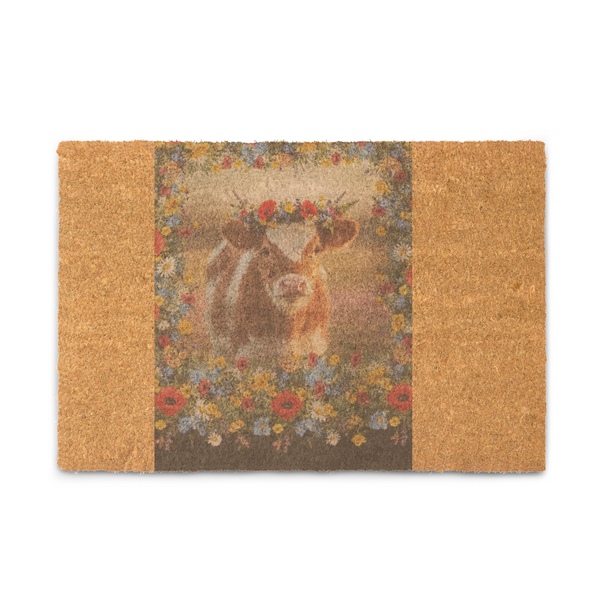Wildflower Heifer in her Floral Halo Coir doormat - ThatBoutqiueStore