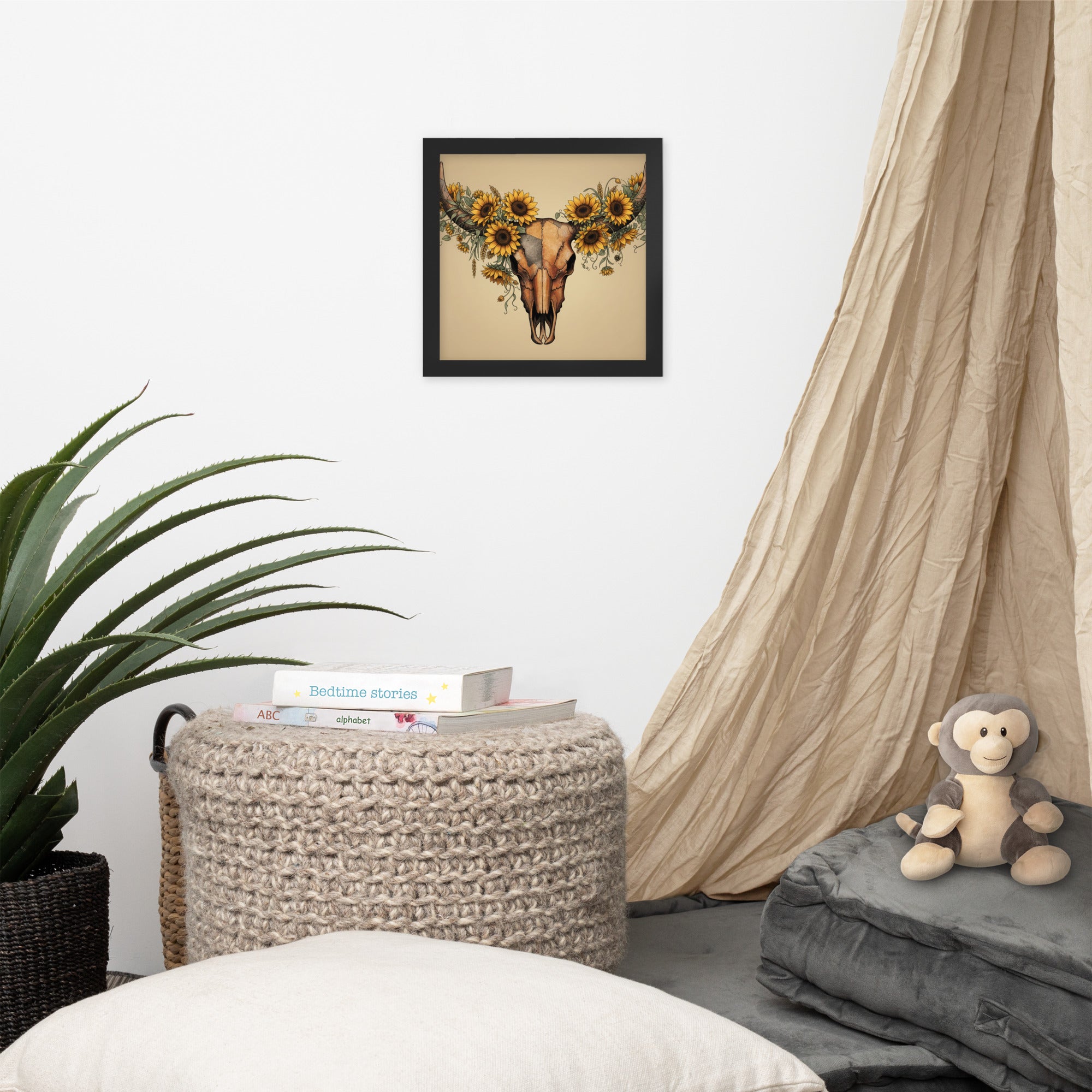 Beautiful Sunflower Steer Framed poster - ThatBoutqiueStore