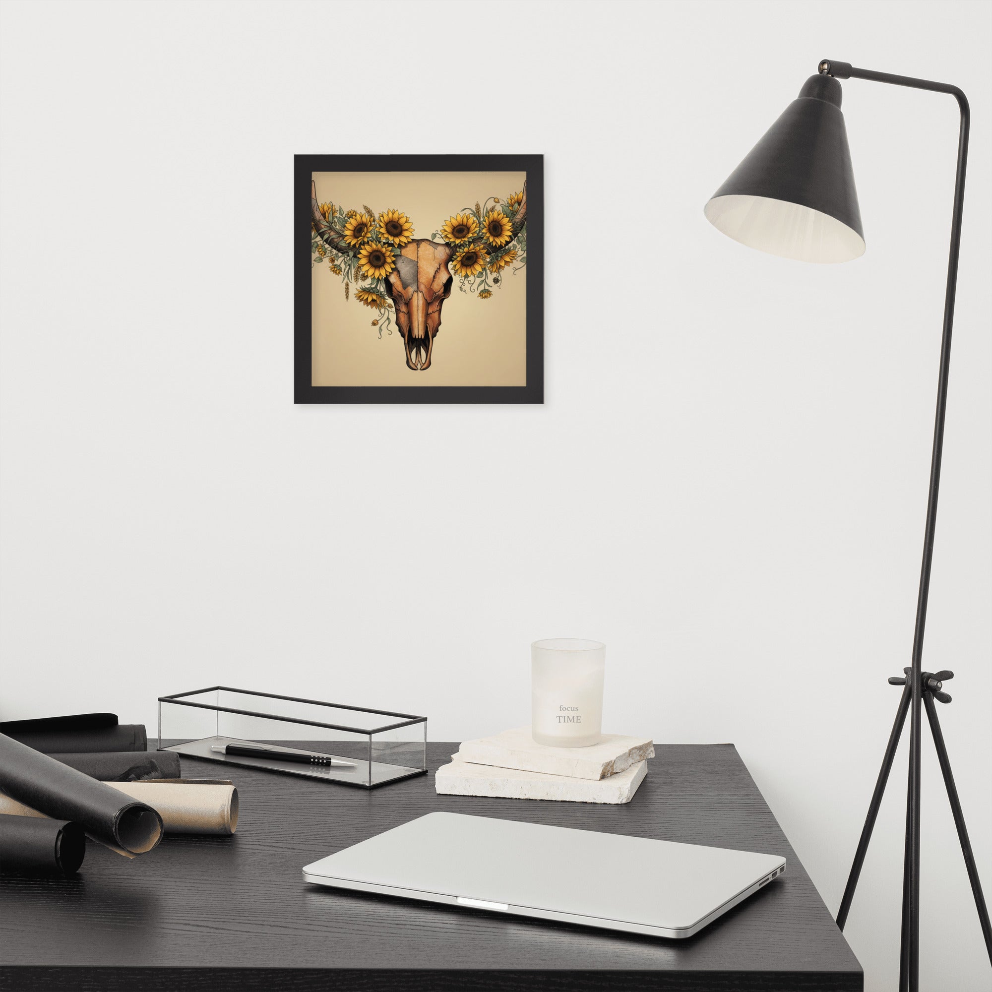Beautiful Sunflower Steer Framed poster - ThatBoutqiueStore