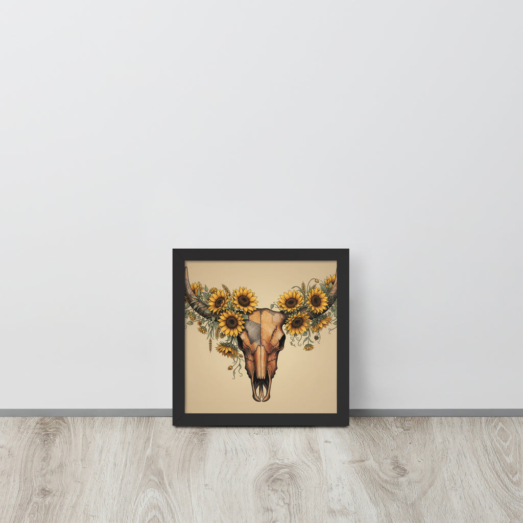 Beautiful Sunflower Steer Framed poster - ThatBoutqiueStore