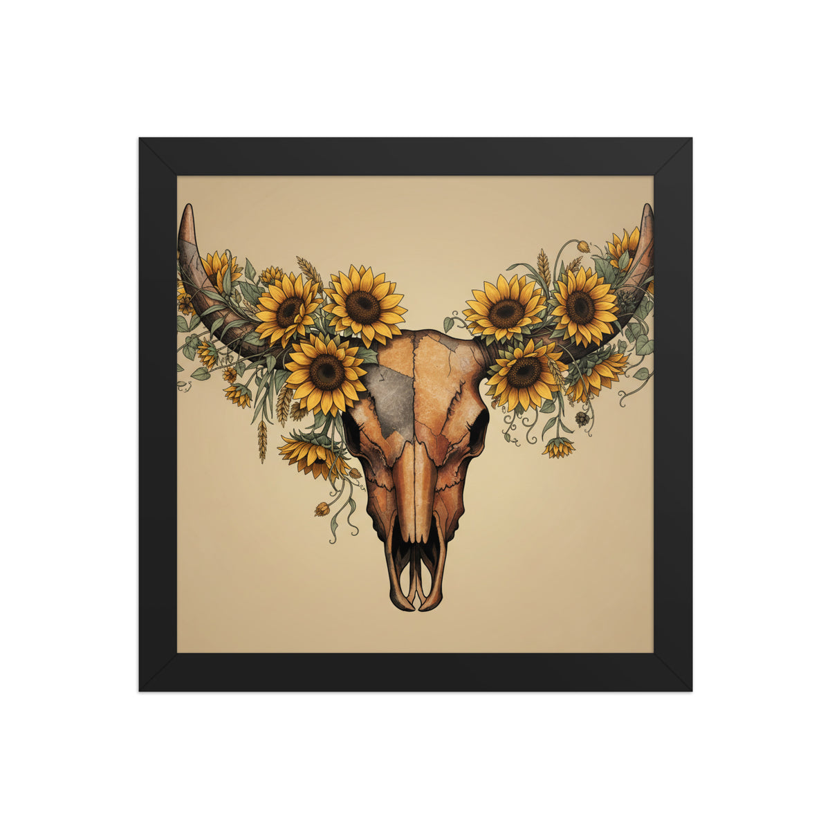 Beautiful Sunflower Steer Framed poster - ThatBoutqiueStore