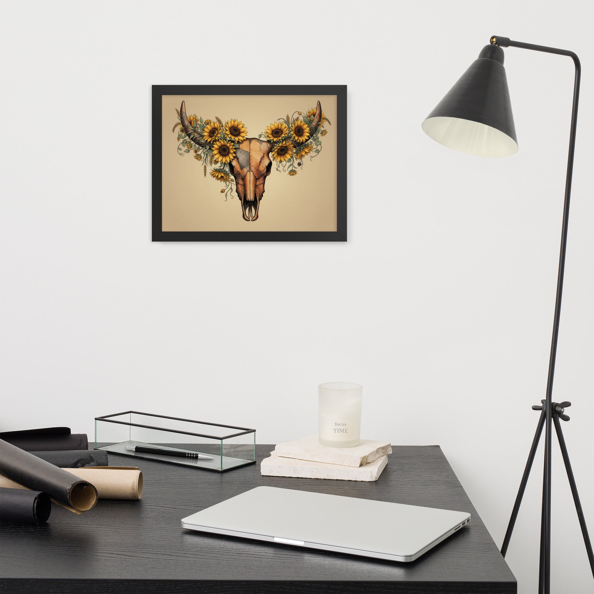Beautiful Sunflower Steer Framed poster - ThatBoutqiueStore