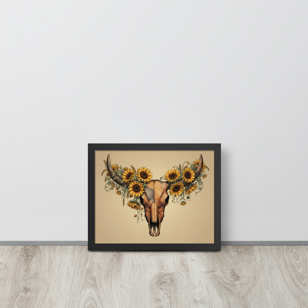 Beautiful Sunflower Steer Framed poster - ThatBoutqiueStore