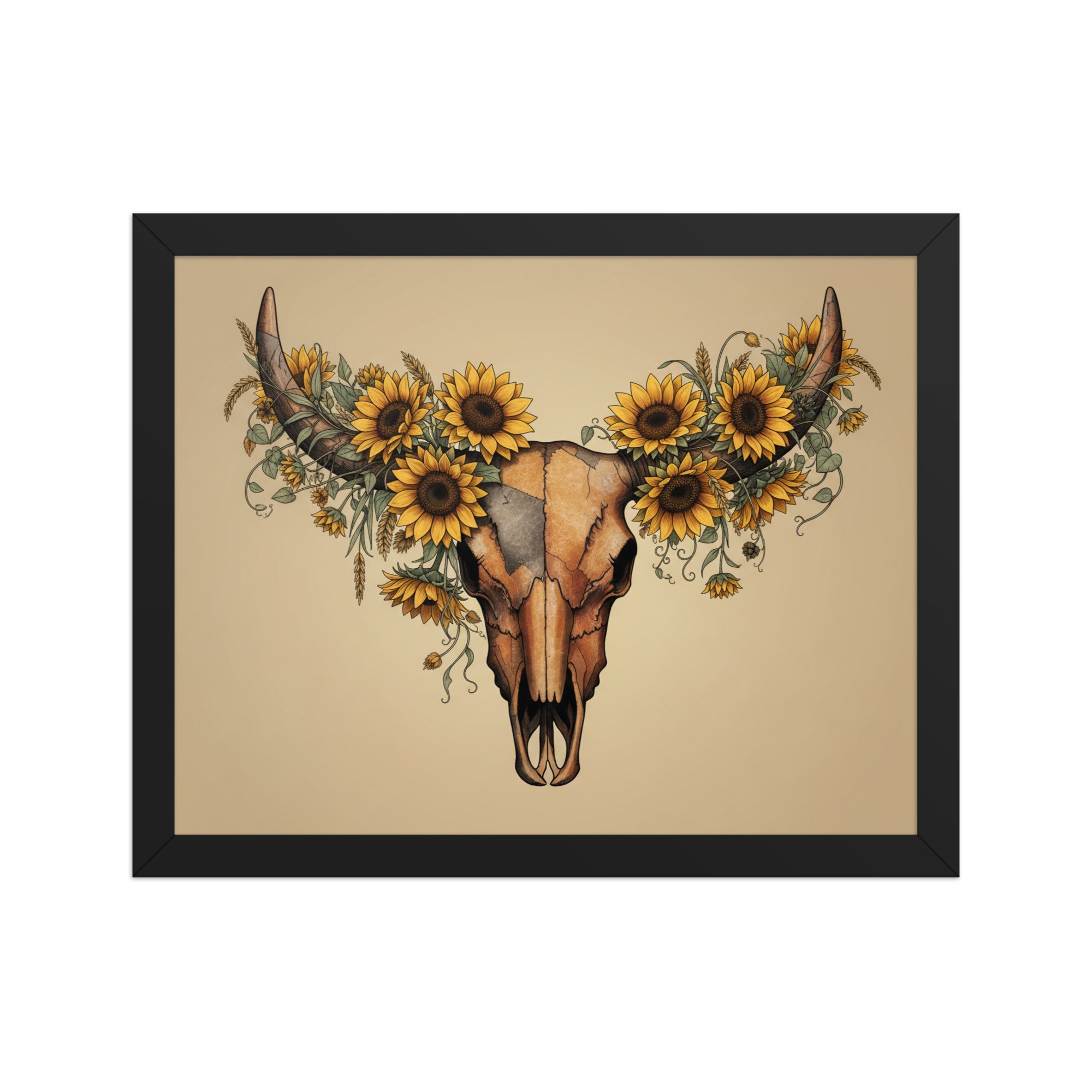 Beautiful Sunflower Steer Framed poster - ThatBoutqiueStore