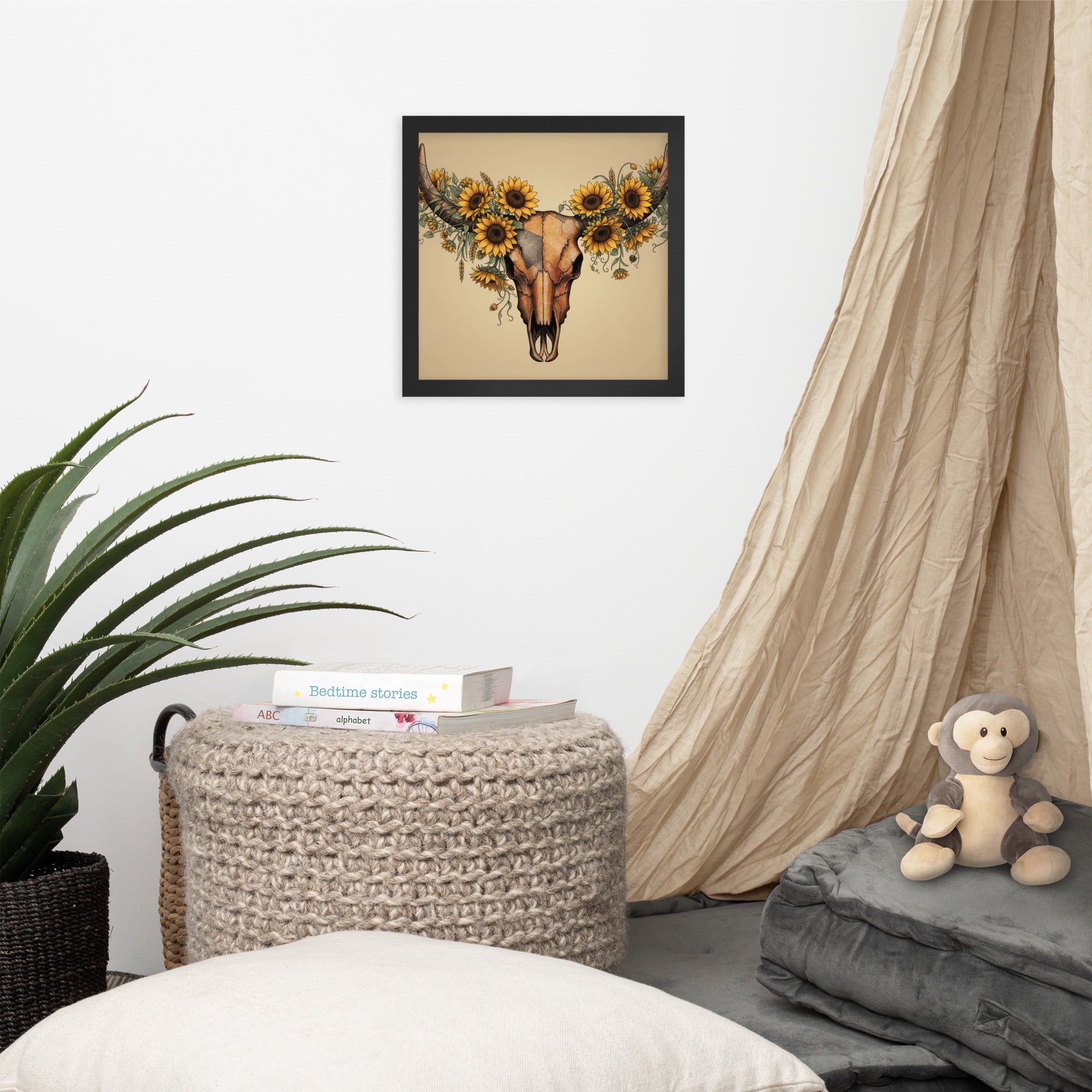 Beautiful Sunflower Steer Framed poster - ThatBoutqiueStore