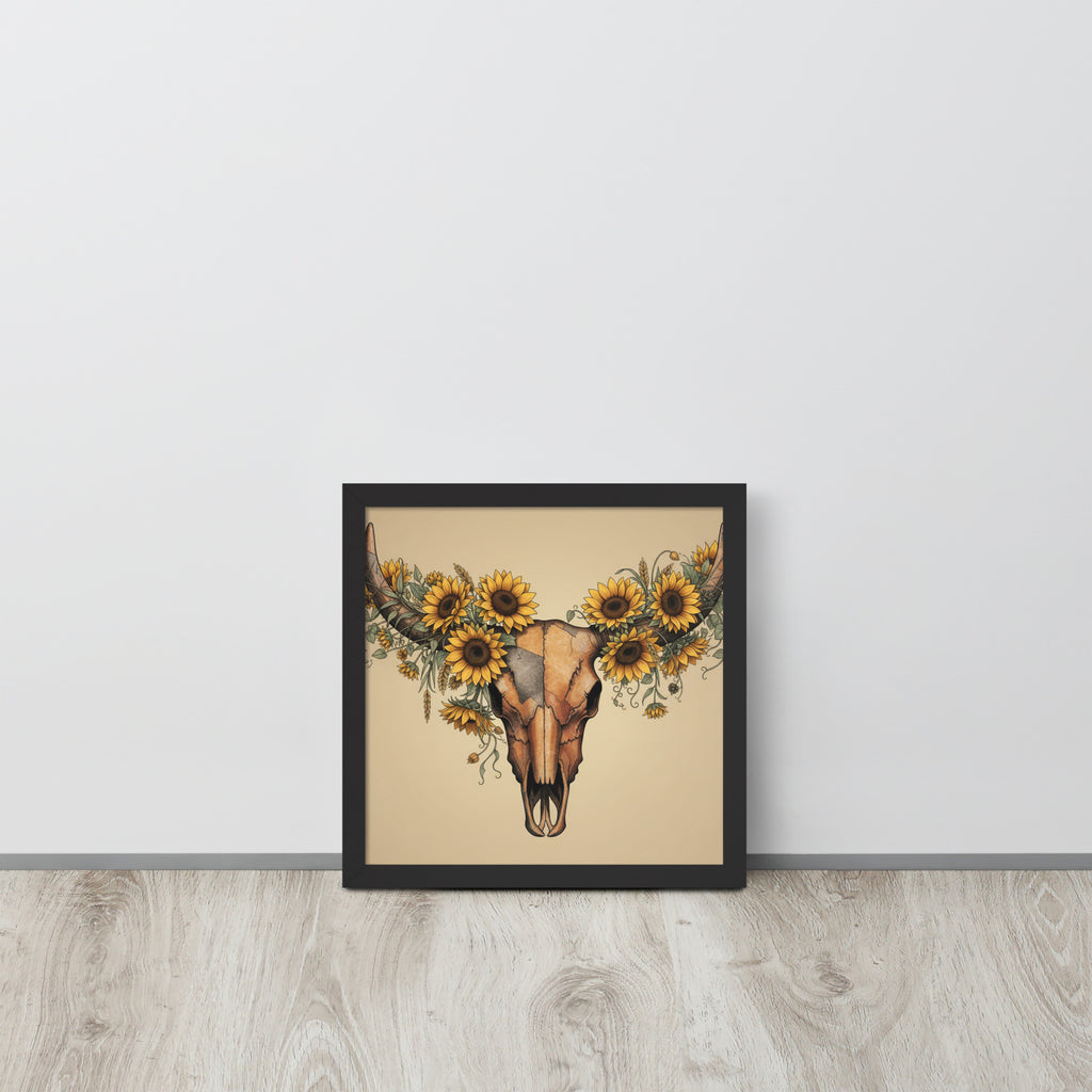 Beautiful Sunflower Steer Framed poster - ThatBoutqiueStore