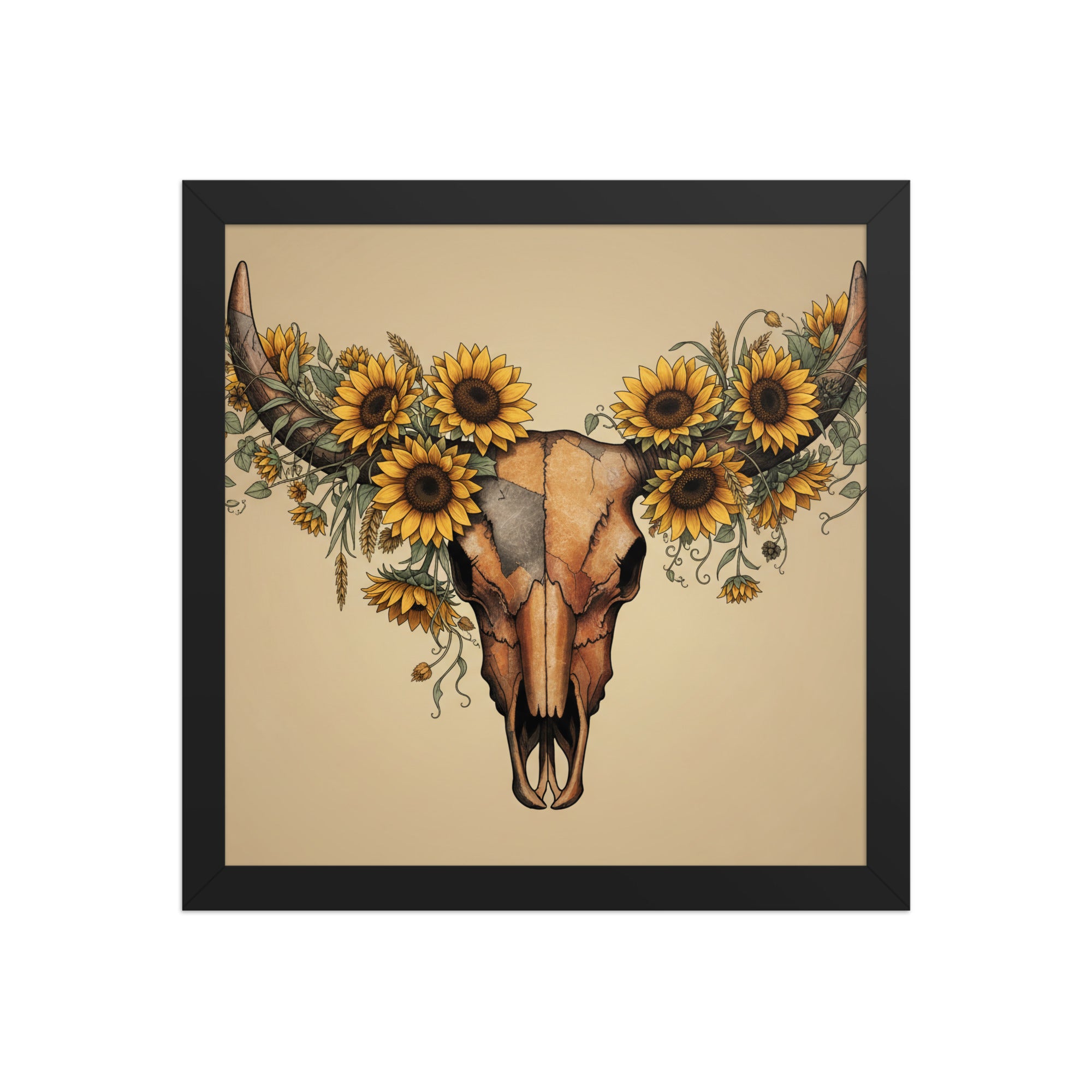 Beautiful Sunflower Steer Framed poster - ThatBoutqiueStore