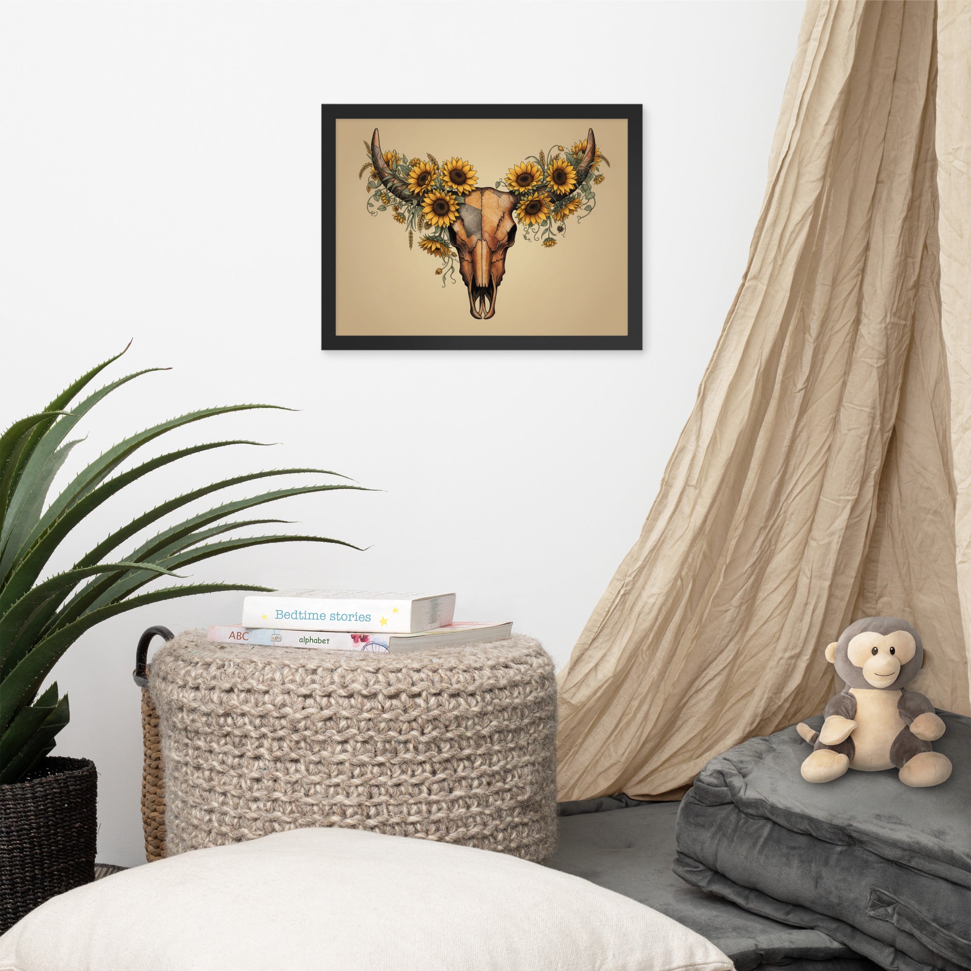 Beautiful Sunflower Steer Framed poster - ThatBoutqiueStore