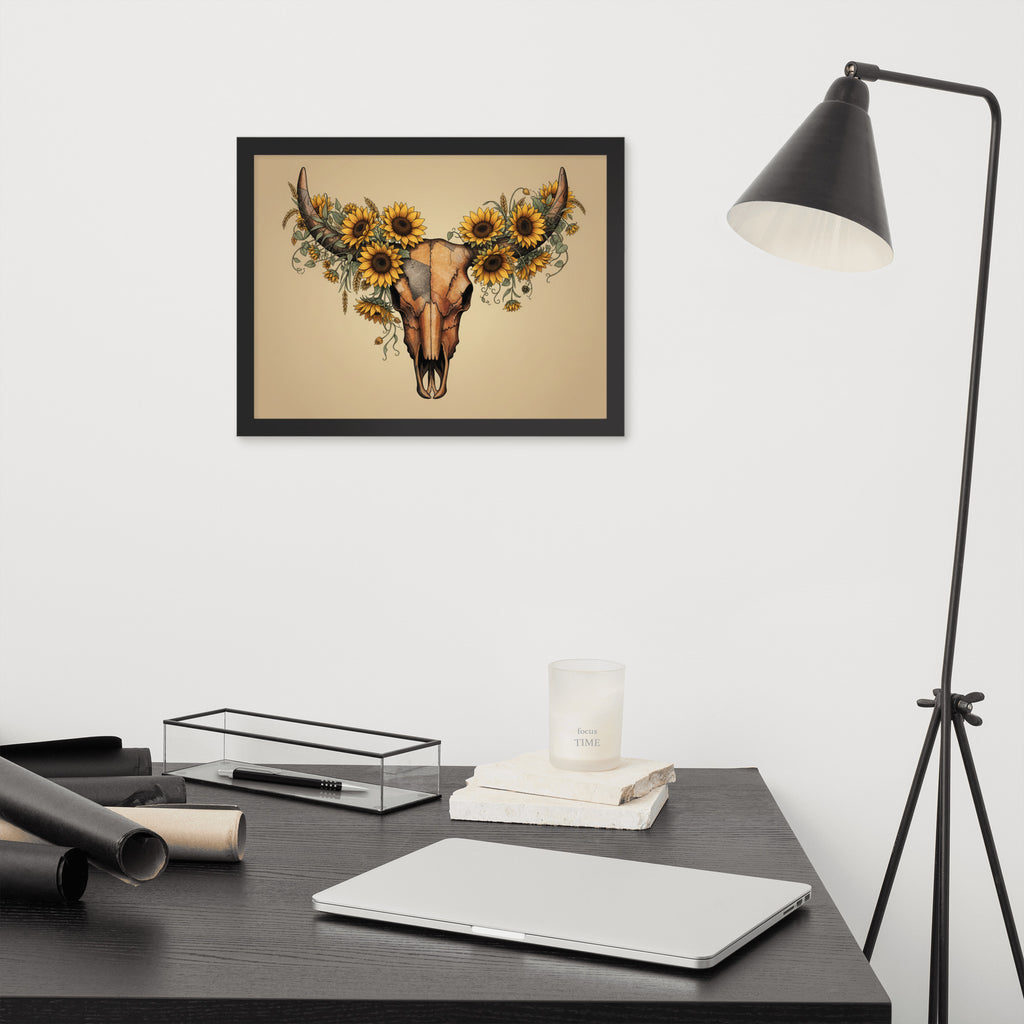 Beautiful Sunflower Steer Framed poster - ThatBoutqiueStore
