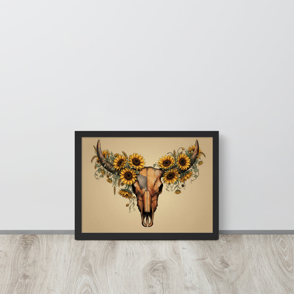 Beautiful Sunflower Steer Framed poster - ThatBoutqiueStore