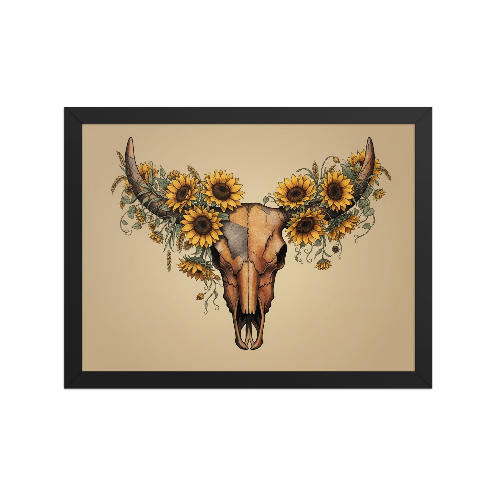 Beautiful Sunflower Steer Framed poster - ThatBoutqiueStore