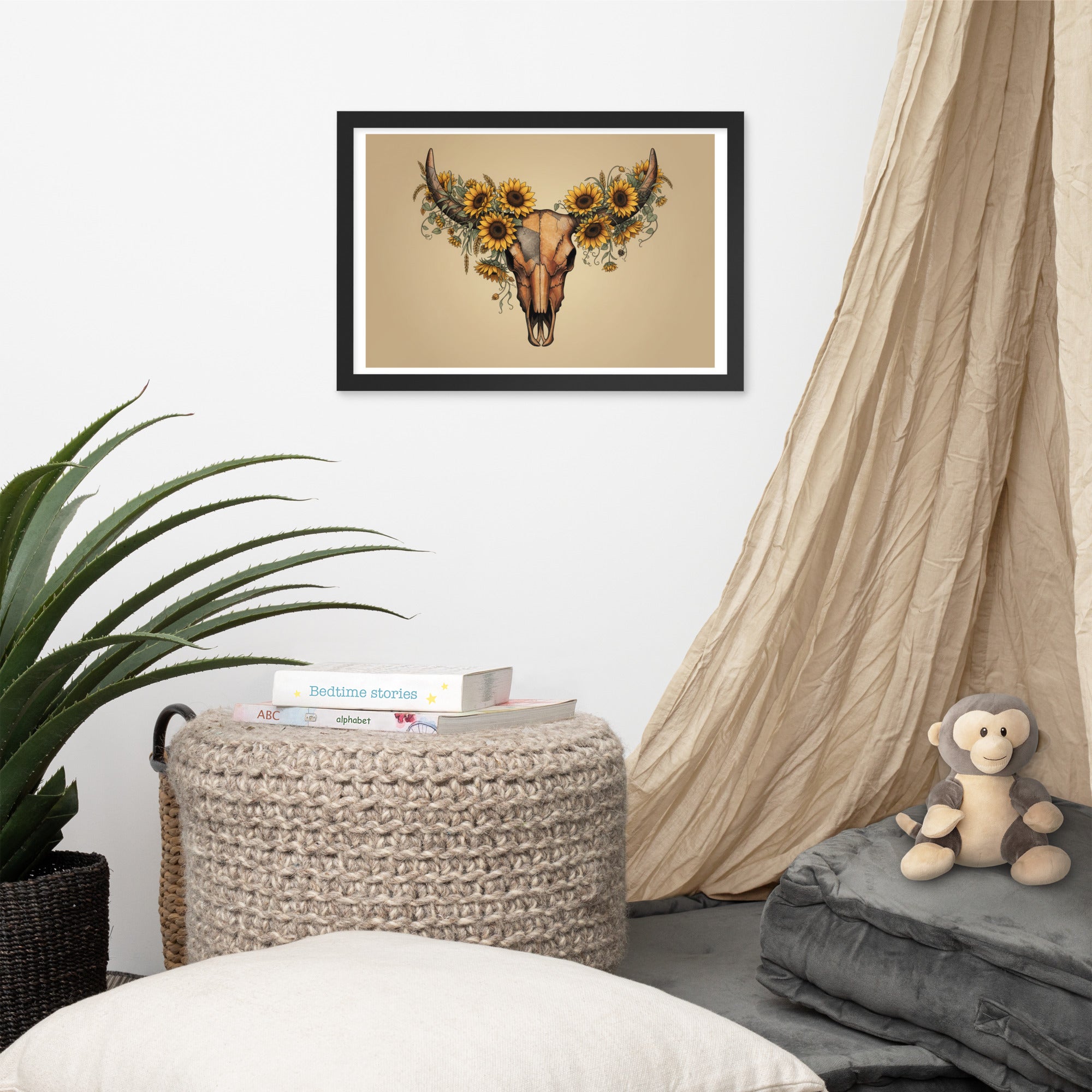 Beautiful Sunflower Steer Framed poster - ThatBoutqiueStore