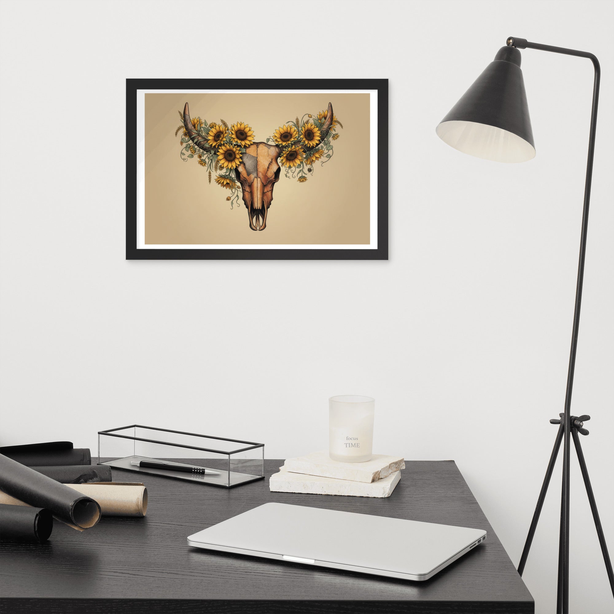 Beautiful Sunflower Steer Framed poster - ThatBoutqiueStore