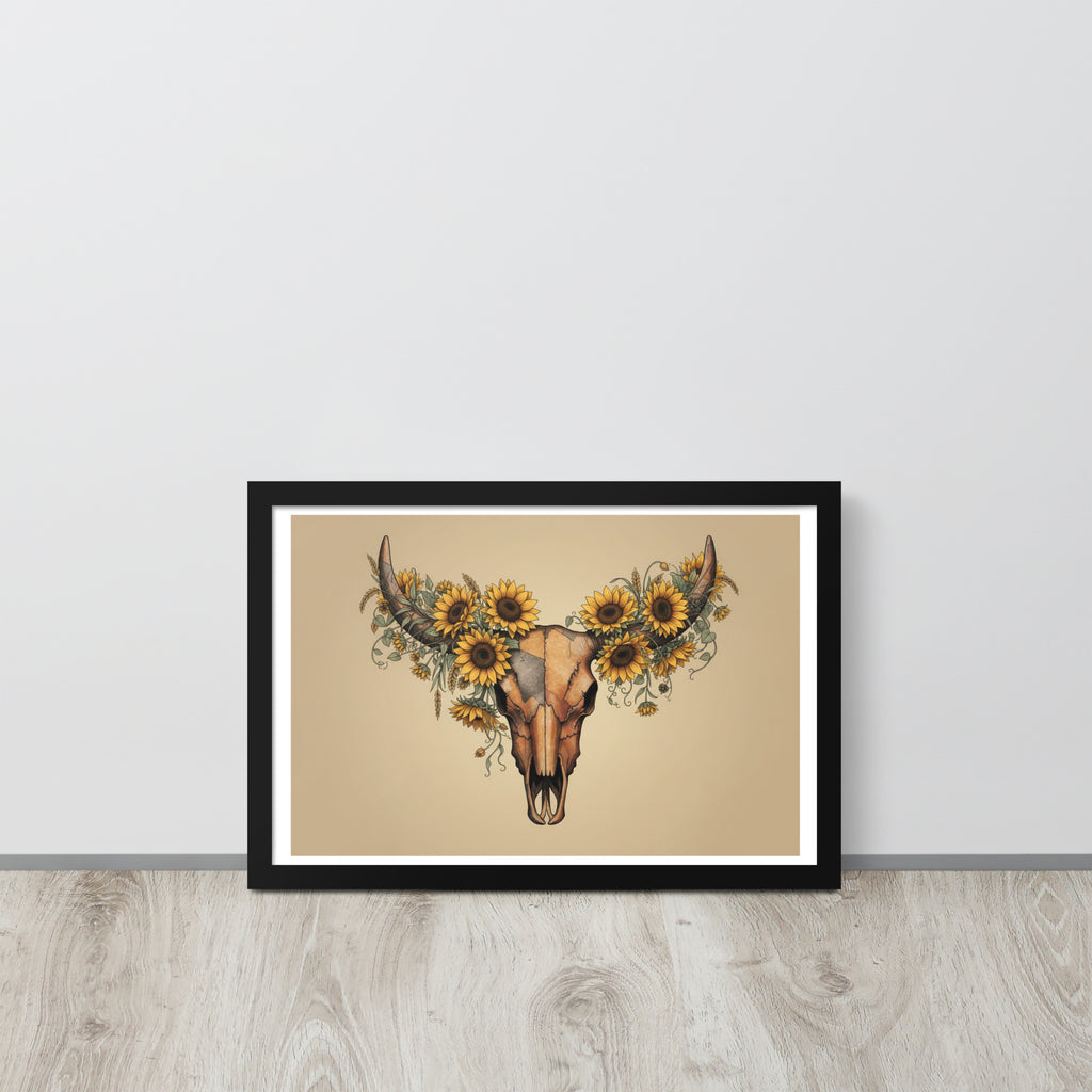 Beautiful Sunflower Steer Framed poster - ThatBoutqiueStore