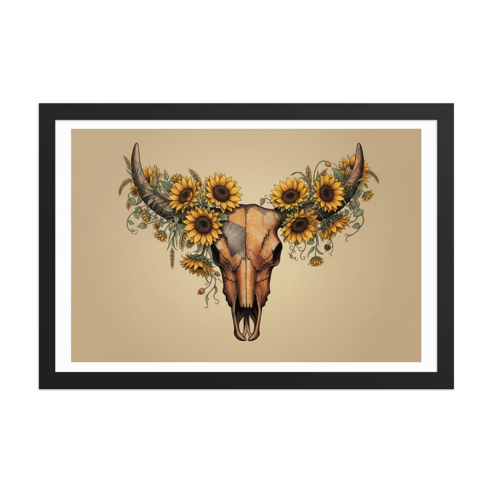 Beautiful Sunflower Steer Framed poster - ThatBoutqiueStore