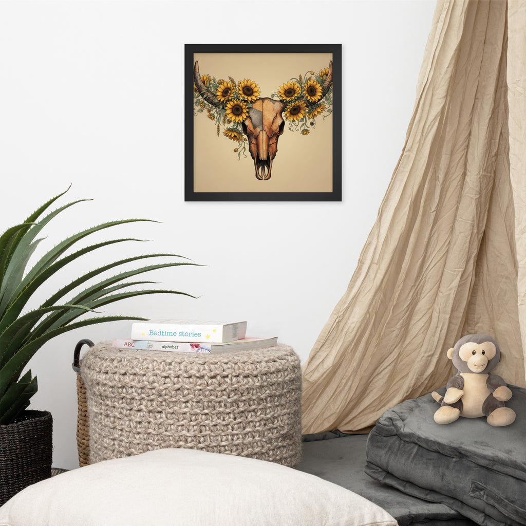 Beautiful Sunflower Steer Framed poster - ThatBoutqiueStore