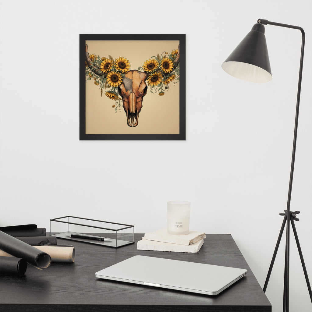 Beautiful Sunflower Steer Framed poster - ThatBoutqiueStore