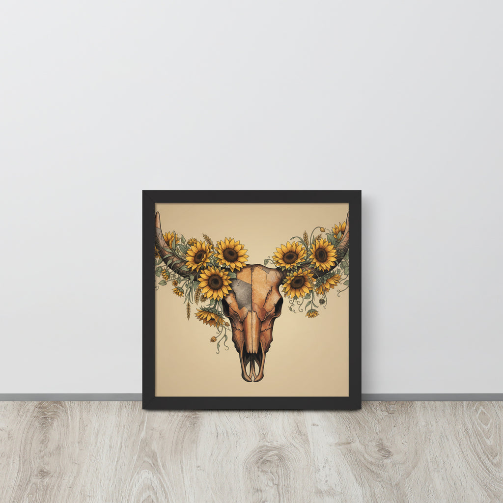 Beautiful Sunflower Steer Framed poster - ThatBoutqiueStore