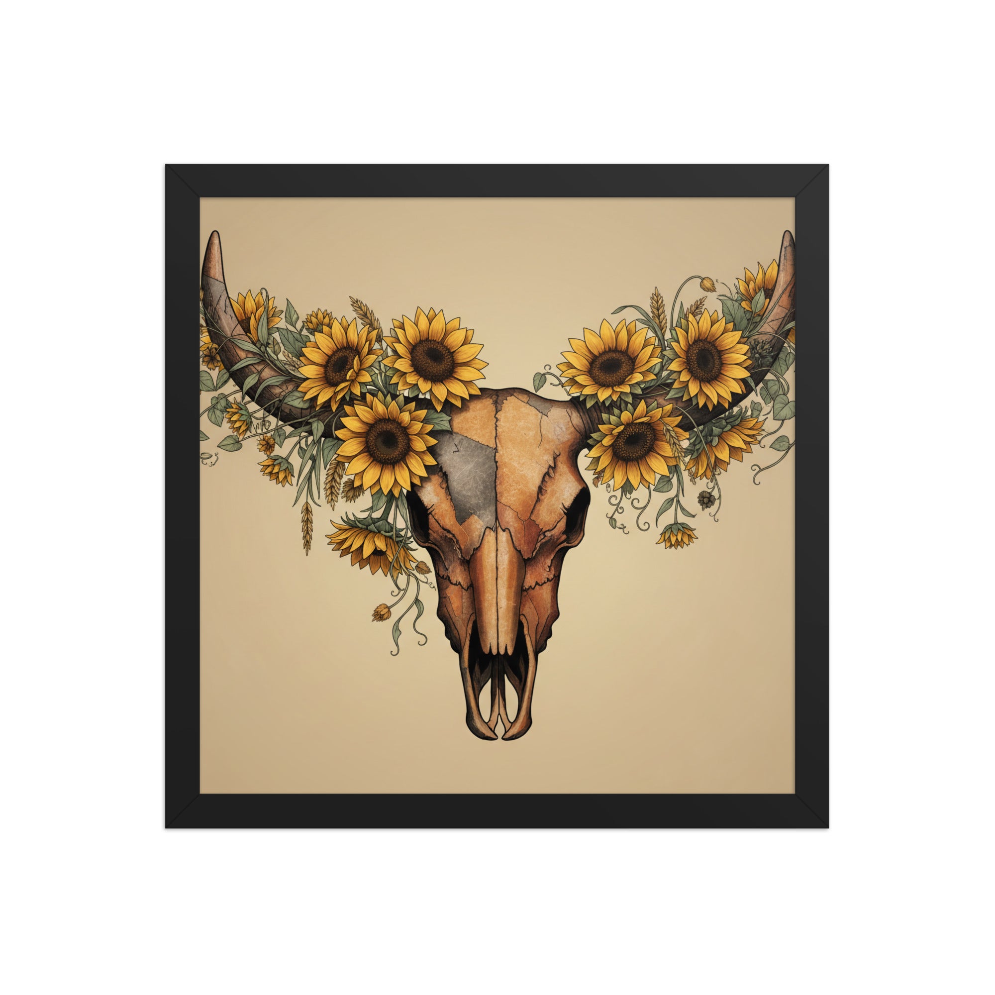 Beautiful Sunflower Steer Framed poster - ThatBoutqiueStore