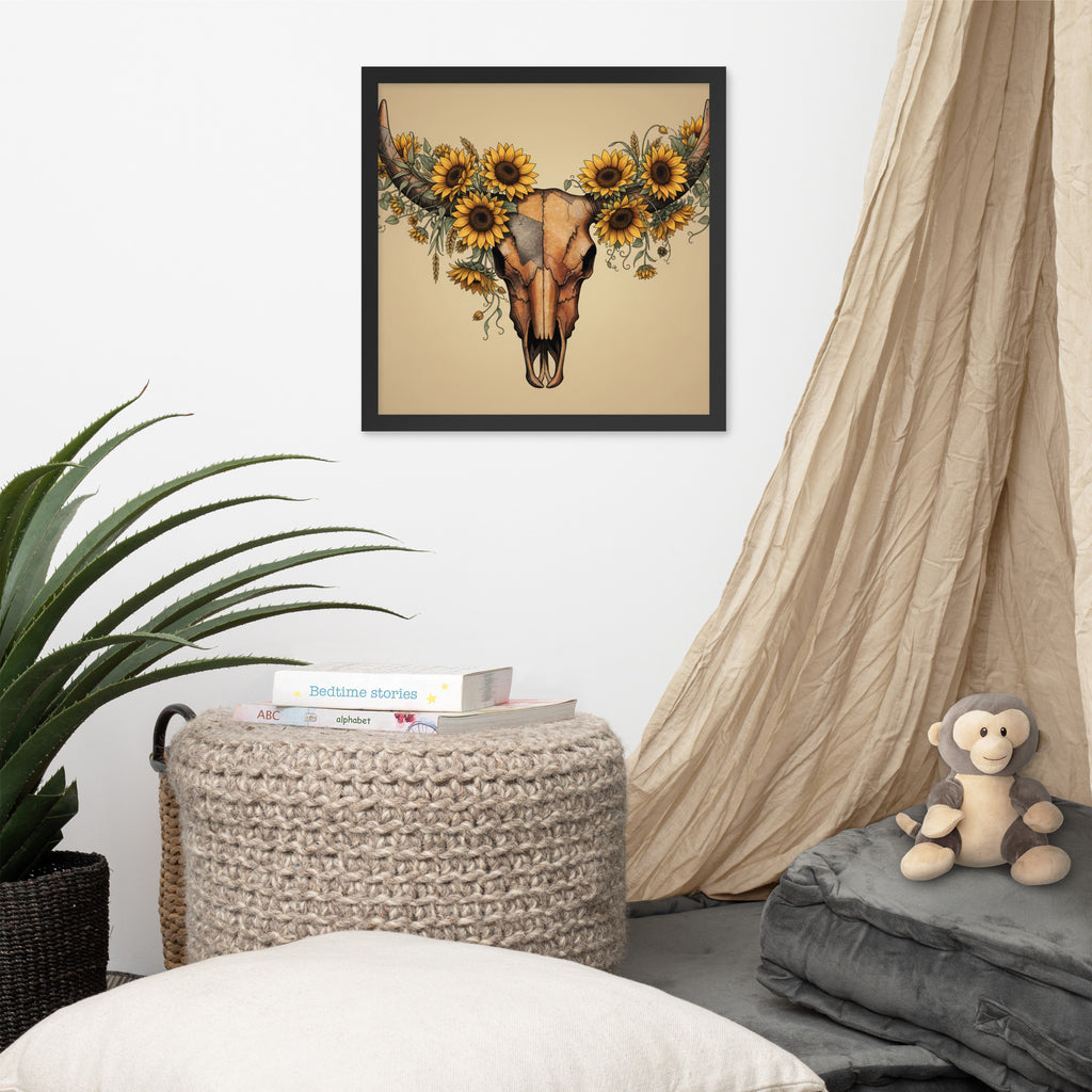 Beautiful Sunflower Steer Framed poster - ThatBoutqiueStore
