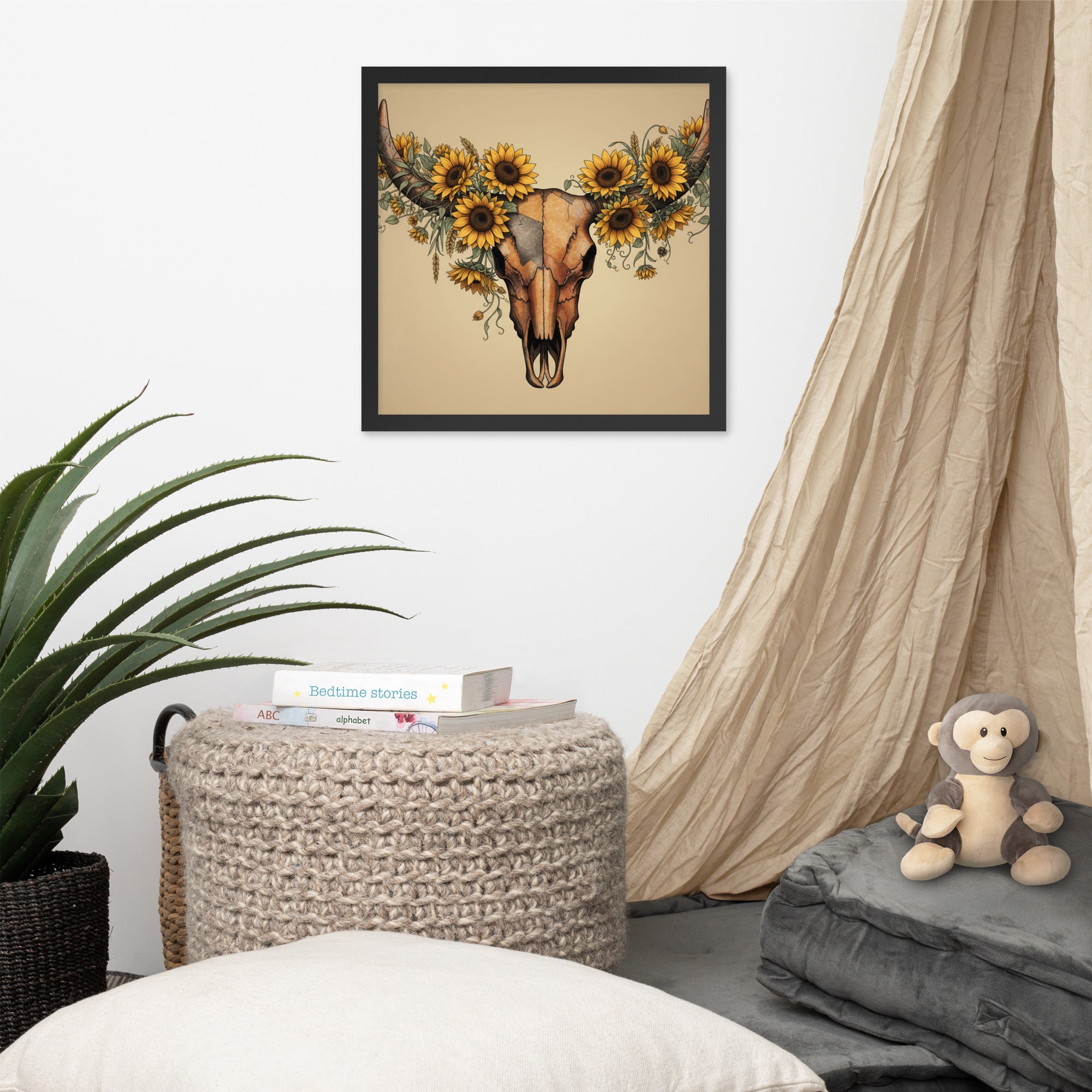 Beautiful Sunflower Steer Framed poster - ThatBoutqiueStore