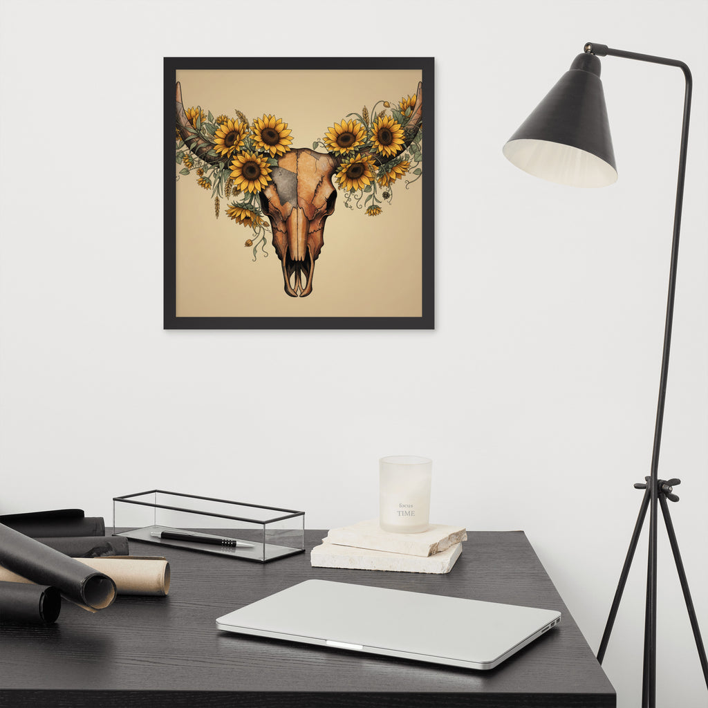 Beautiful Sunflower Steer Framed poster - ThatBoutqiueStore