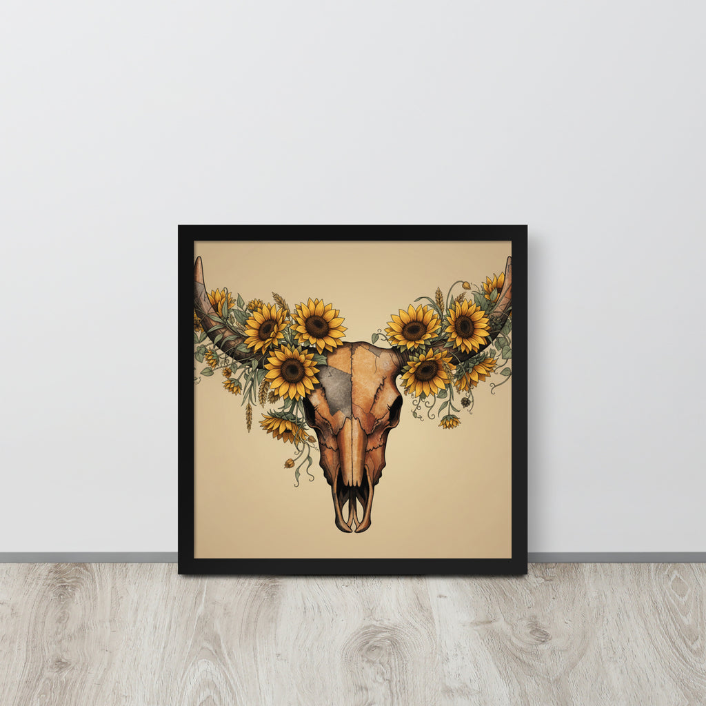 Beautiful Sunflower Steer Framed poster - ThatBoutqiueStore