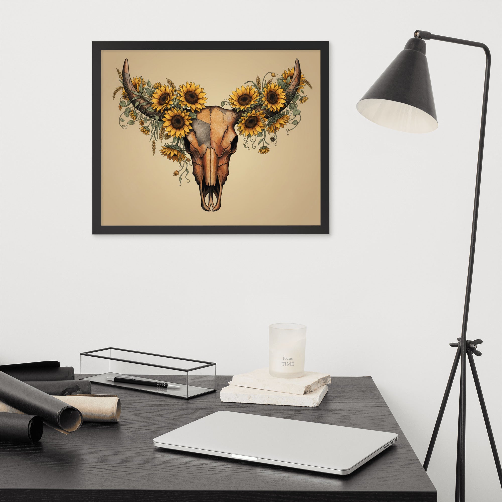 Beautiful Sunflower Steer Framed poster - ThatBoutqiueStore