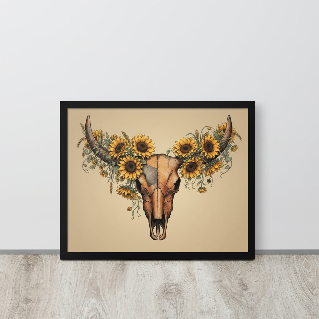 Beautiful Sunflower Steer Framed poster - ThatBoutqiueStore