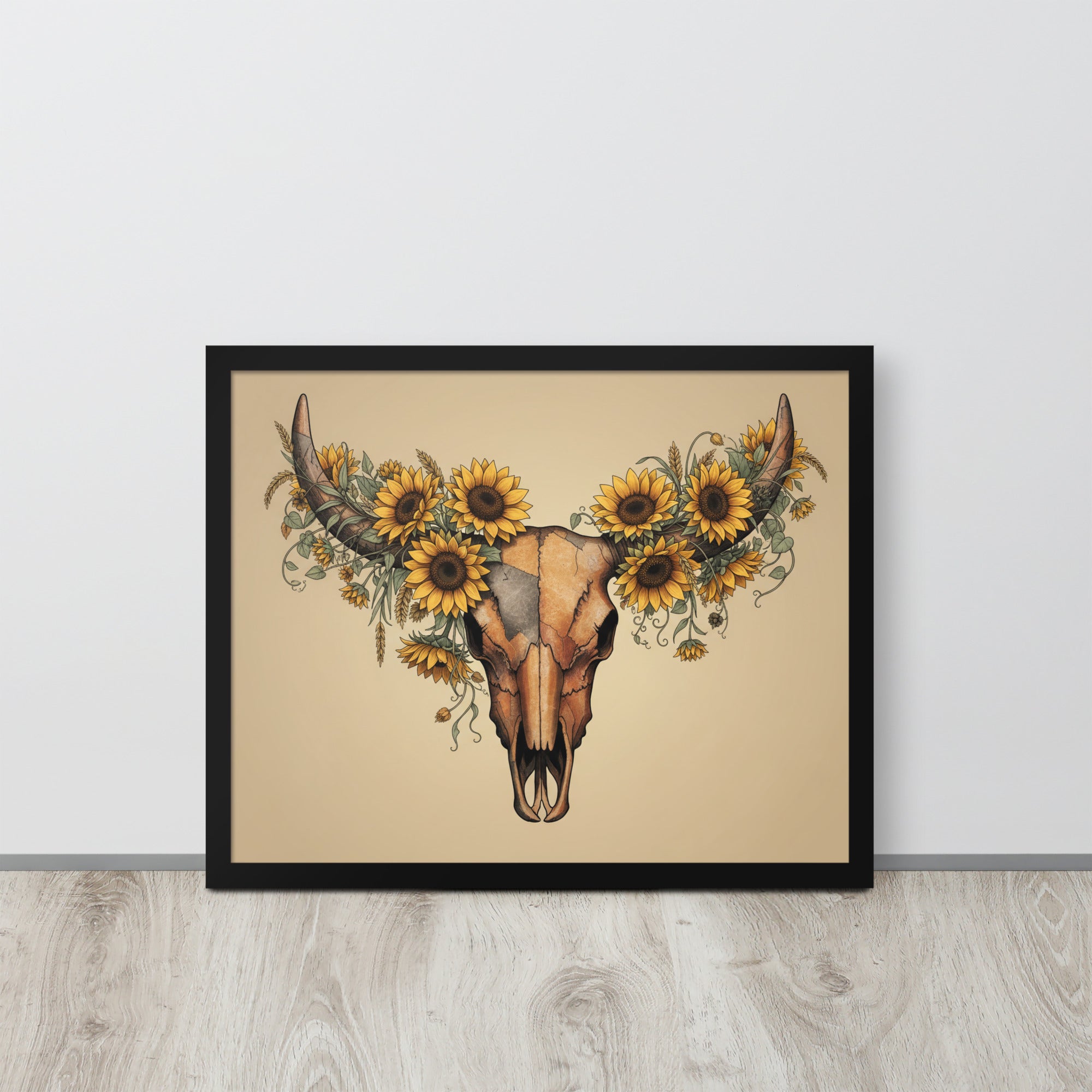 Beautiful Sunflower Steer Framed poster - ThatBoutqiueStore