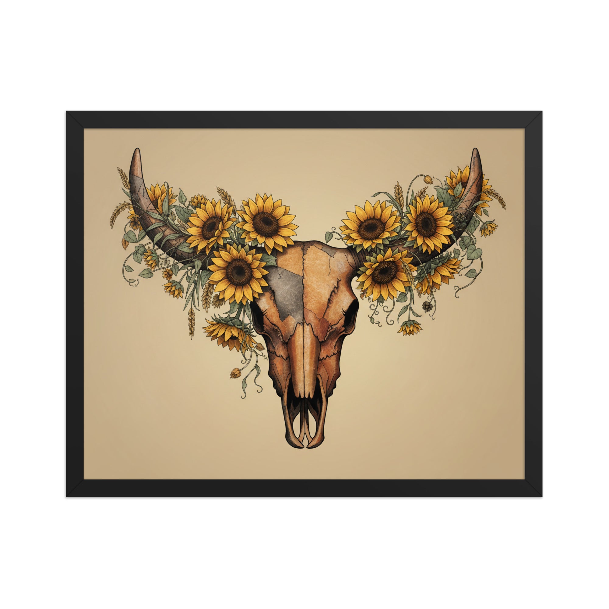 Beautiful Sunflower Steer Framed poster - ThatBoutqiueStore