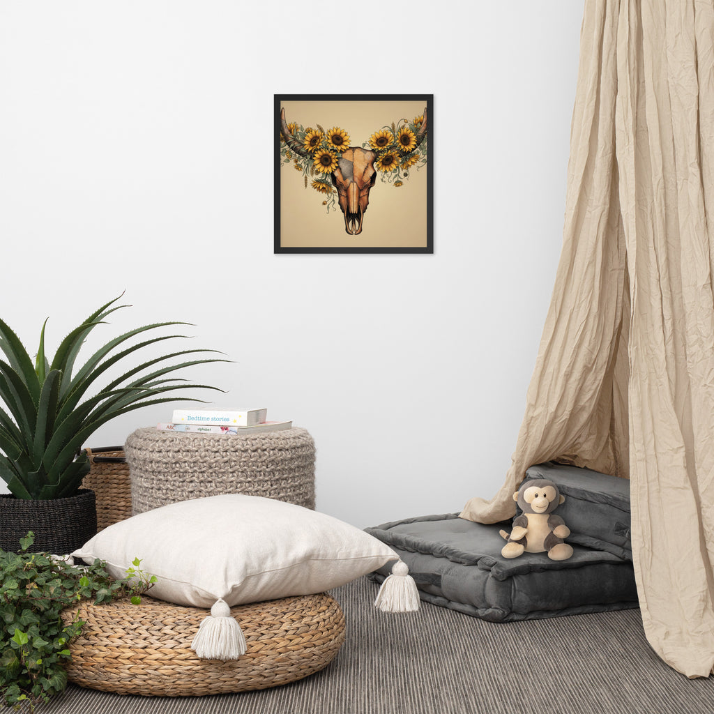 Beautiful Sunflower Steer Framed poster - ThatBoutqiueStore