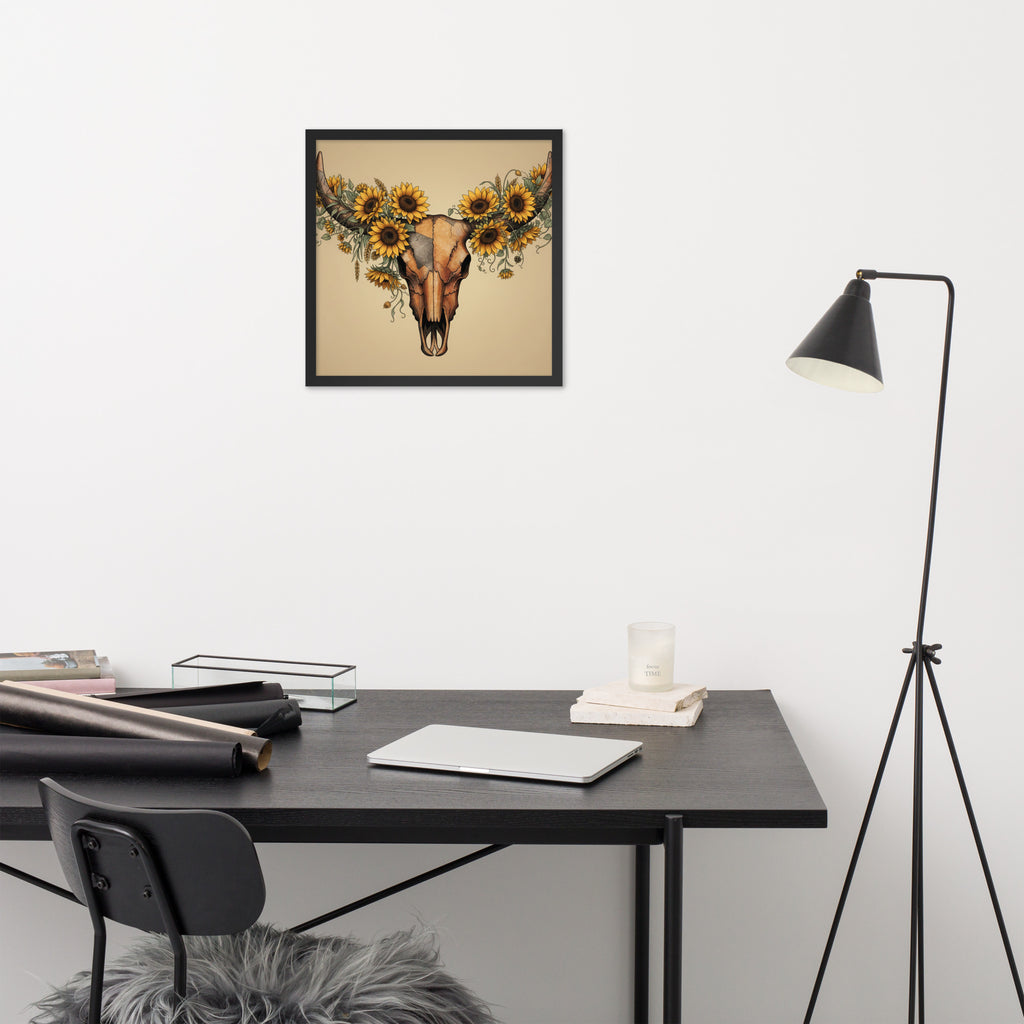 Beautiful Sunflower Steer Framed poster - ThatBoutqiueStore