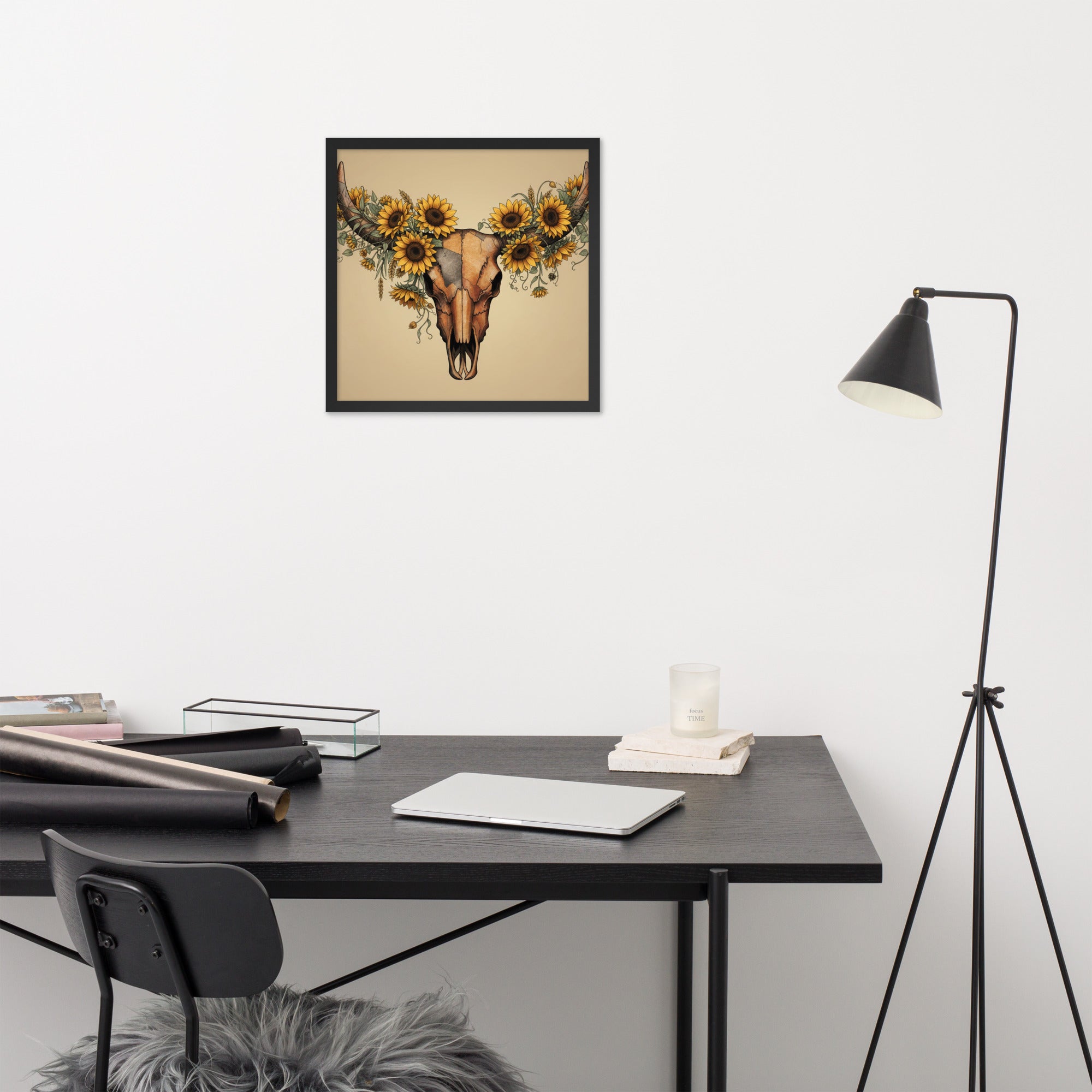 Beautiful Sunflower Steer Framed poster - ThatBoutqiueStore
