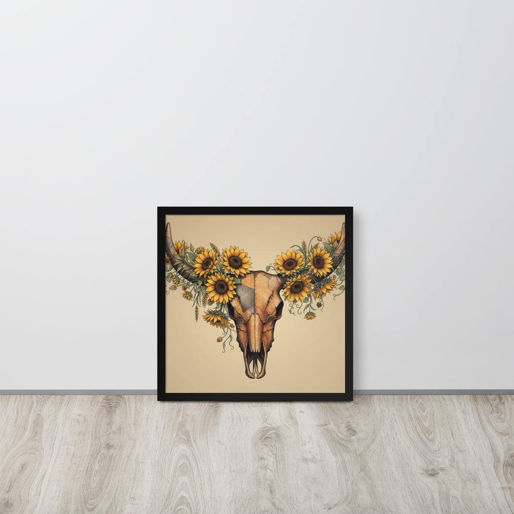 Beautiful Sunflower Steer Framed poster - ThatBoutqiueStore