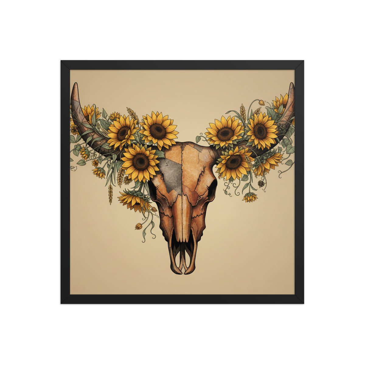 Beautiful Sunflower Steer Framed poster - ThatBoutqiueStore