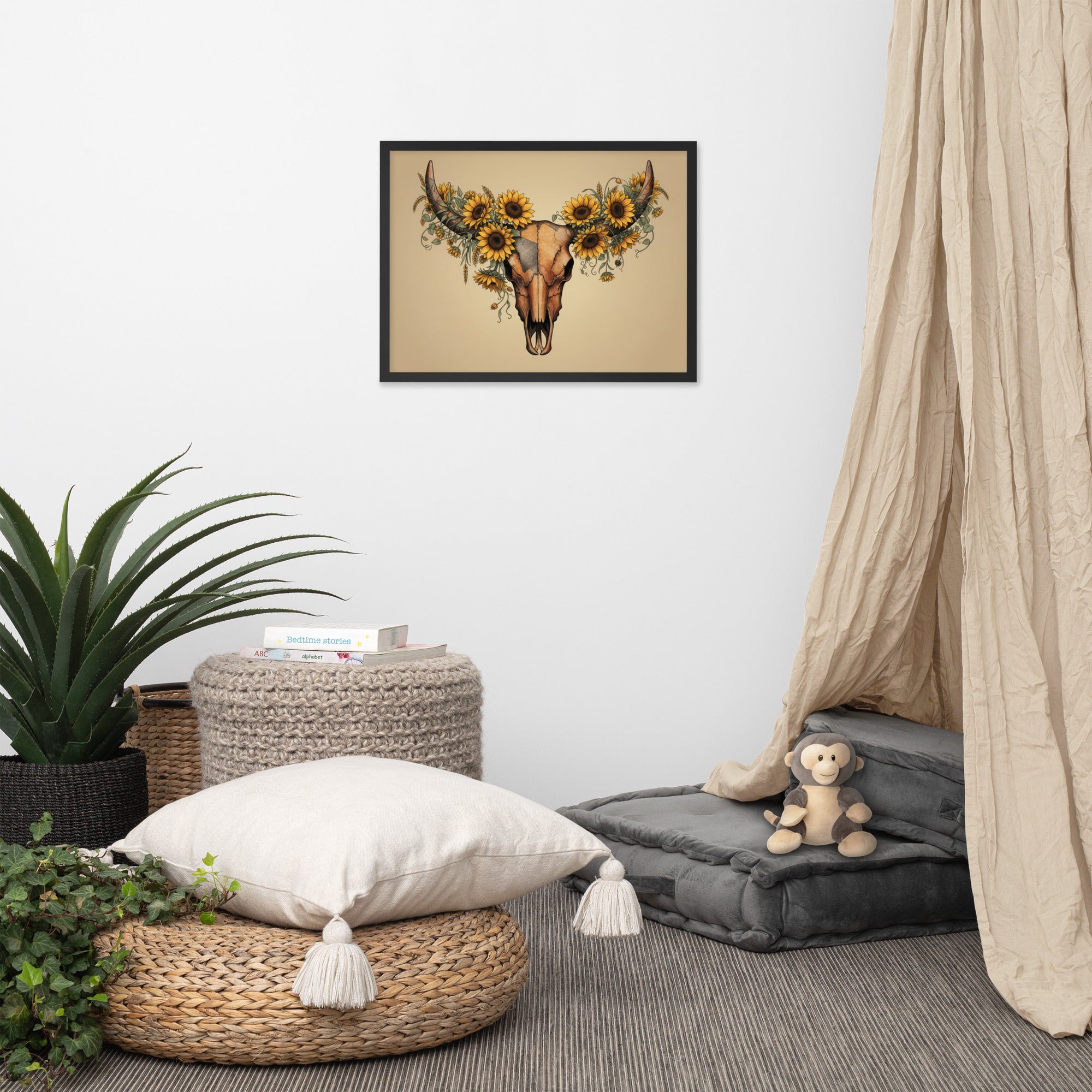 Beautiful Sunflower Steer Framed poster - ThatBoutqiueStore