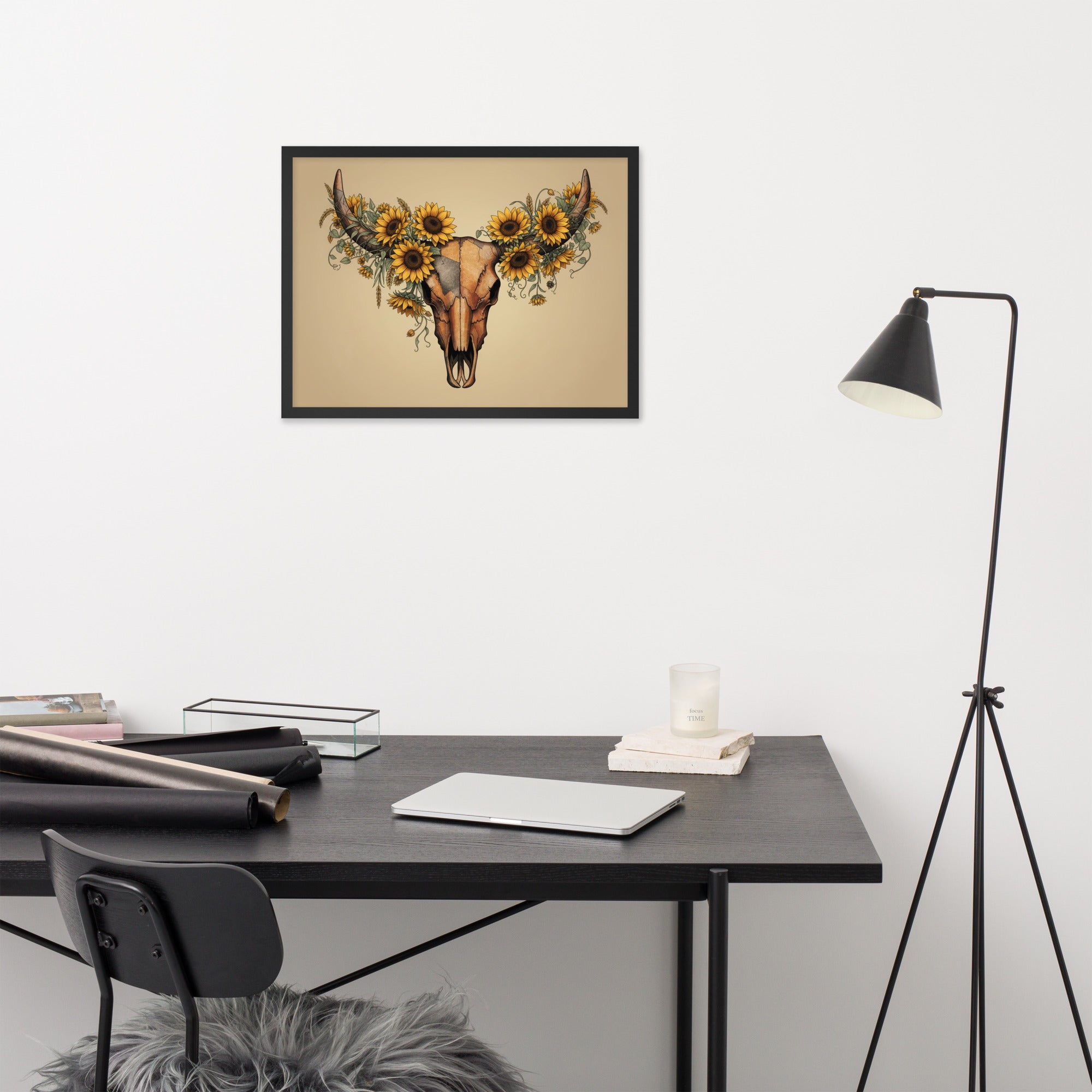 Beautiful Sunflower Steer Framed poster - ThatBoutqiueStore