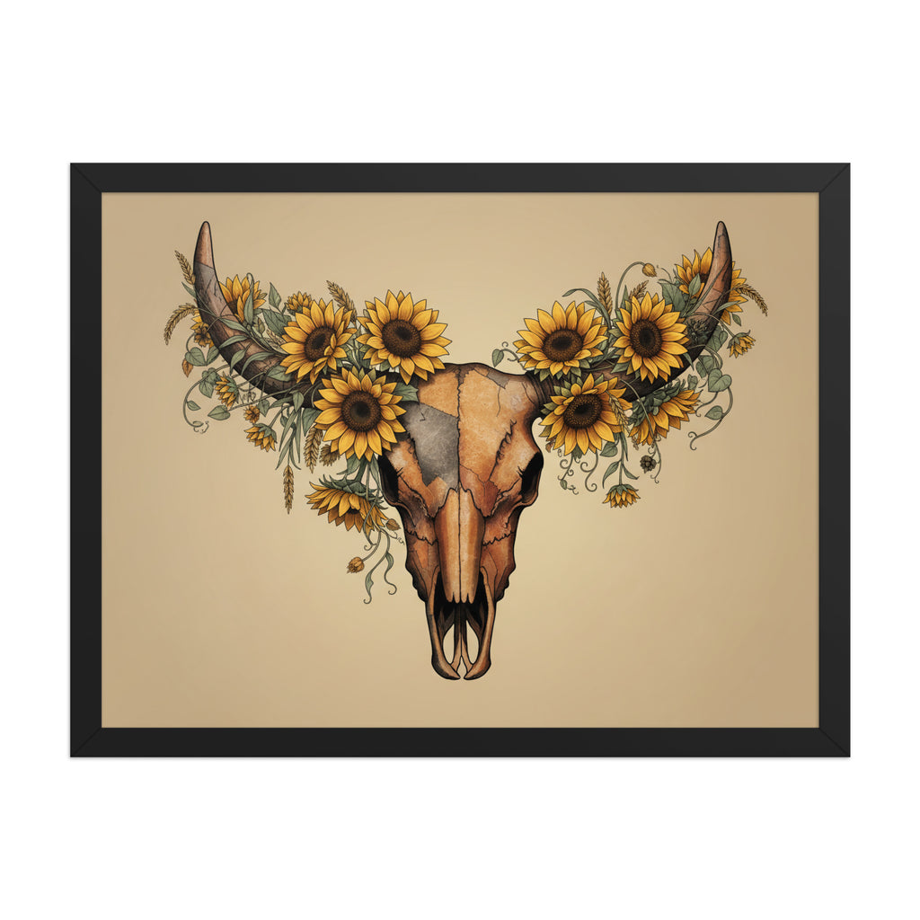 Beautiful Sunflower Steer Framed poster - ThatBoutqiueStore
