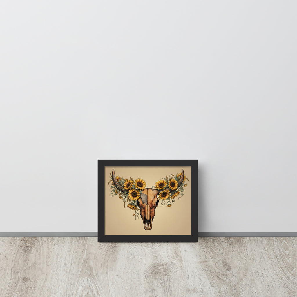 Beautiful Sunflower Steer Framed poster - ThatBoutqiueStore