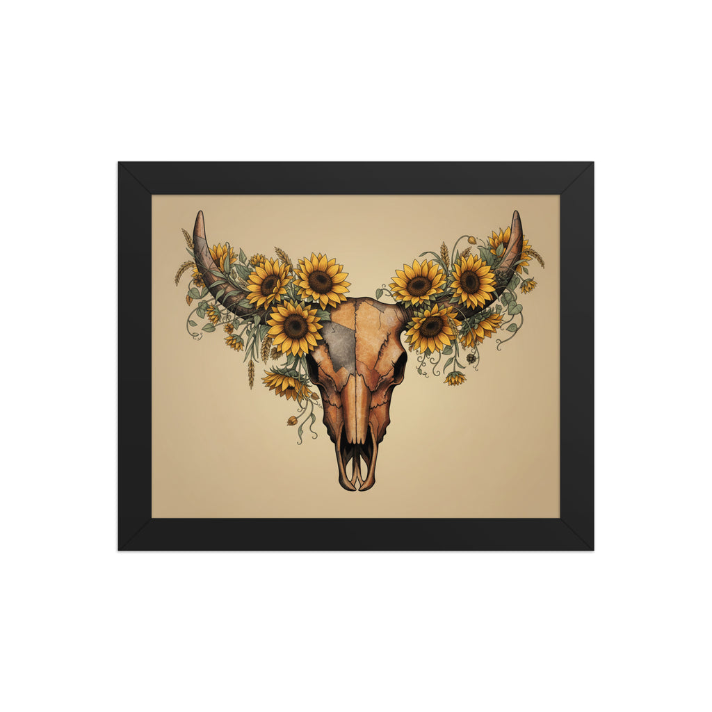 Beautiful Sunflower Steer Framed poster - ThatBoutqiueStore