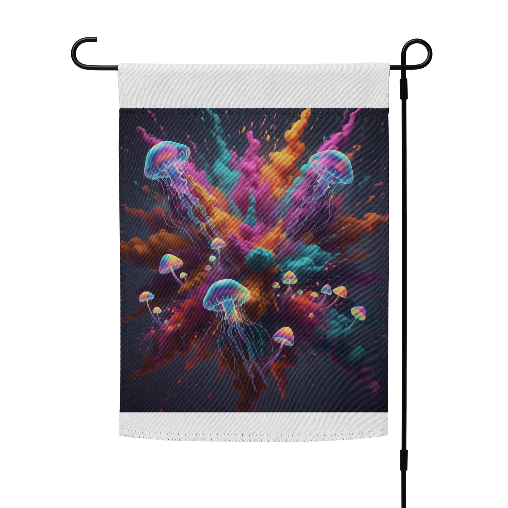 Colorful Smoke with Jellyfish and Mushrooms Garden flag - ThatBoutqiueStore